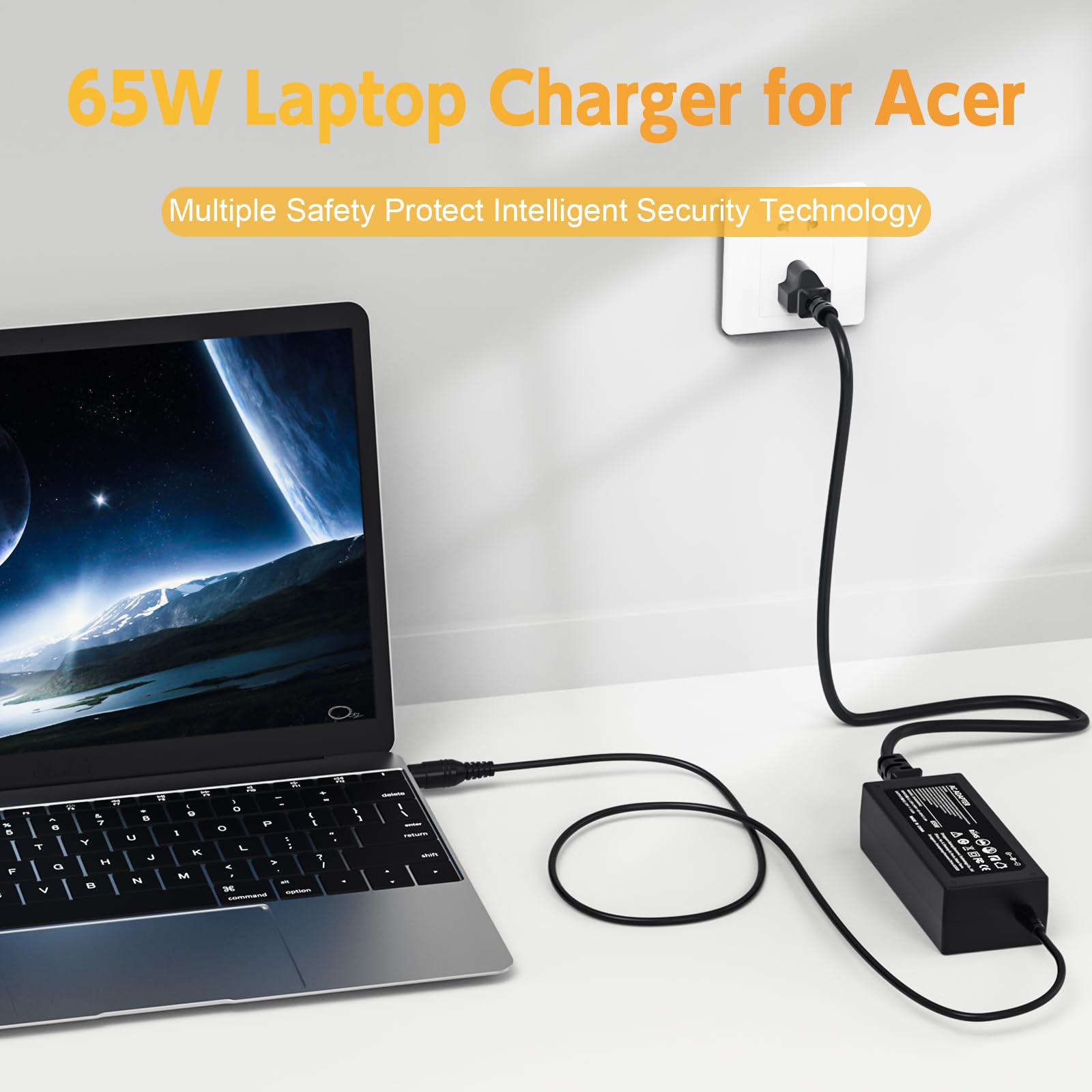 65W Laptop Charger For Acer Aspire 5 A515 43, A515 51, A514 52; A515 43 R19L, A515 43 R5Re, A515 51 58Hd, A515 51G 84Sn, A515 52 78Md, A515 51G 53V6, A515 53K Power Cord Supply