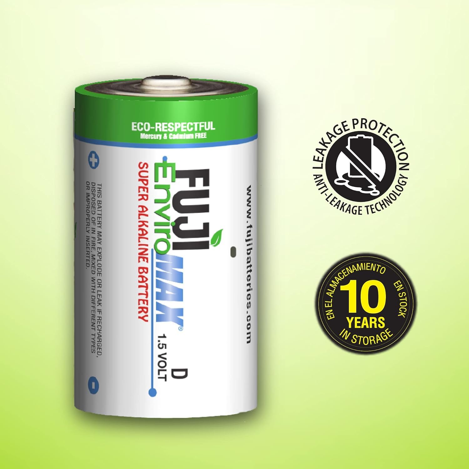 Fuji Enviromax 4100Bp2 Enviromax D Super Alkaline Batteries, 2 Pk, White, 2 Ct