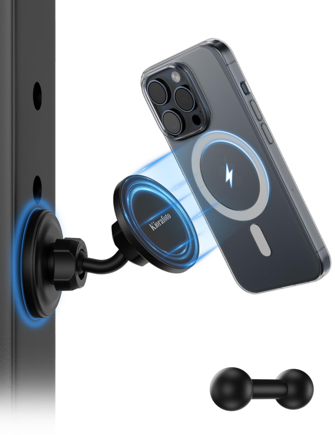 Gym Magnetic Phone Holder For Magsafe, Dual Magnetic Phone Mount Gym Phone Holder Magnet With Double Ball Head Locking Angle Com