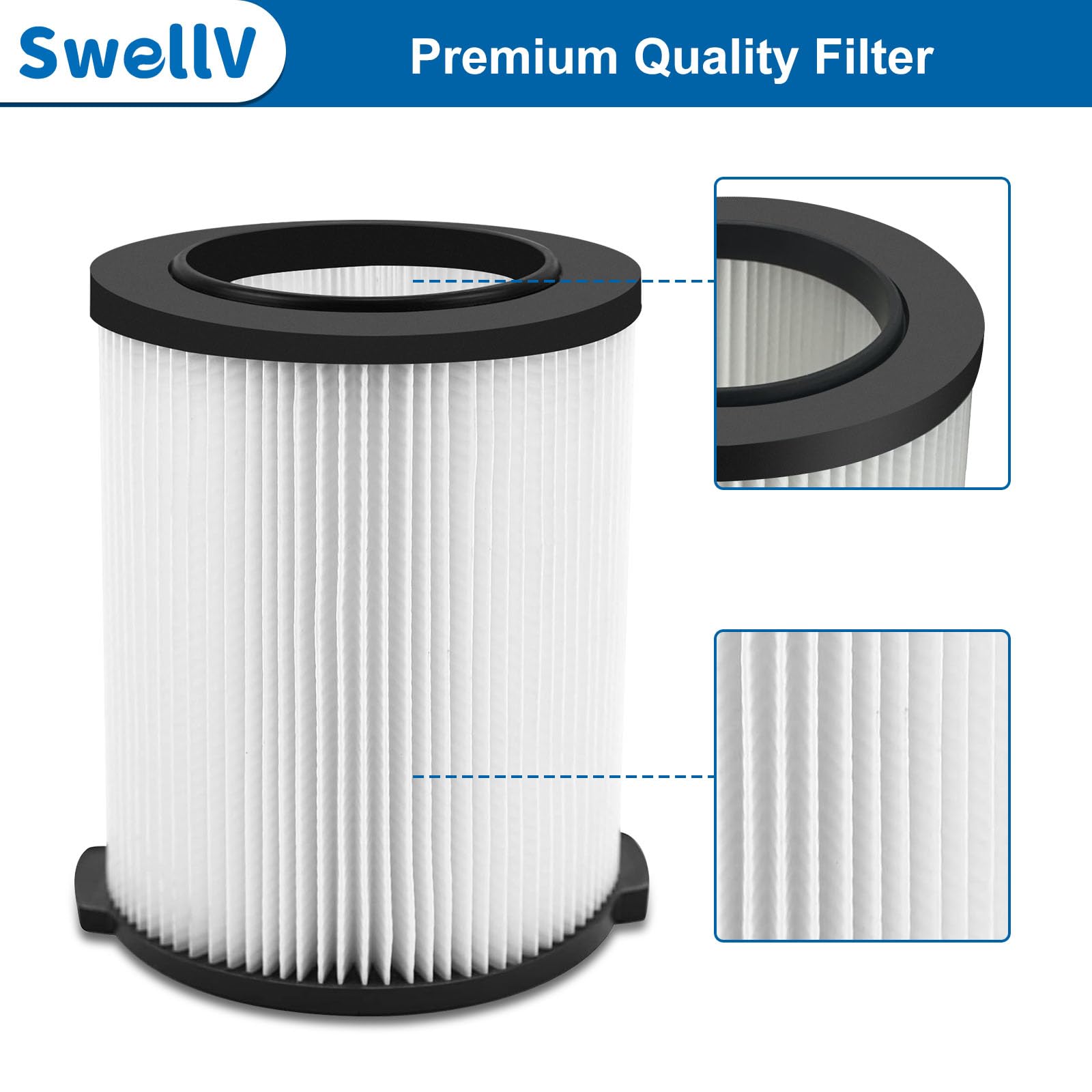 Vf4000 Replacement Filter, Standard Wet/Dry Vac Filter Vf4000 Compatible With Ridgid, Vacs Wet Dry 5 20, 6 9 Gal Husky Vacuum &