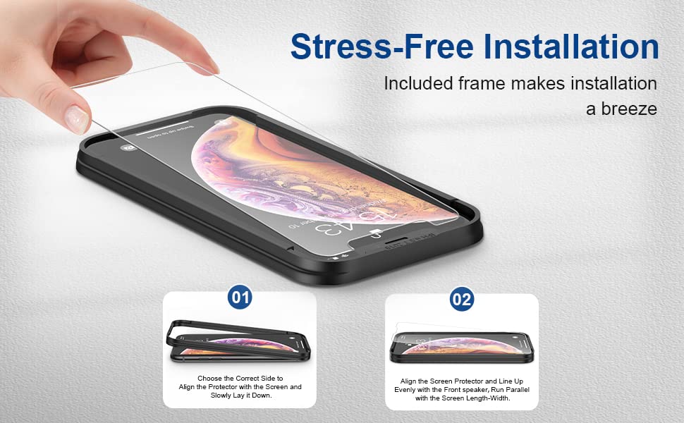 Impactstrong Shatterproof Tempered Glass Screen Protector For Iphone 11 Pro Max/Iphone Xs Max [Easy Installation Frame] [Bubble