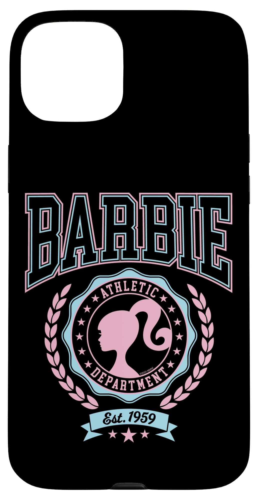 Iphone 15 Plus Barbie   Varsity Athletic Department Silhouette Logo Case