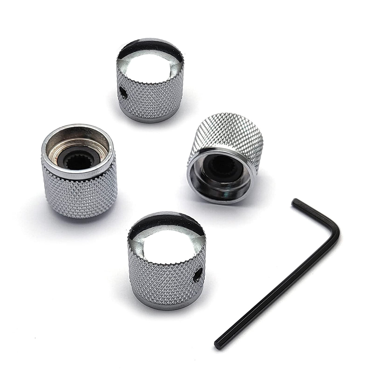 Saphue 4 Pcs Metal Volume Tone Dome Tone Guitar Speed Control Knobs With Allen Keys Screws Set For Fender Strat Telecaster Gibso