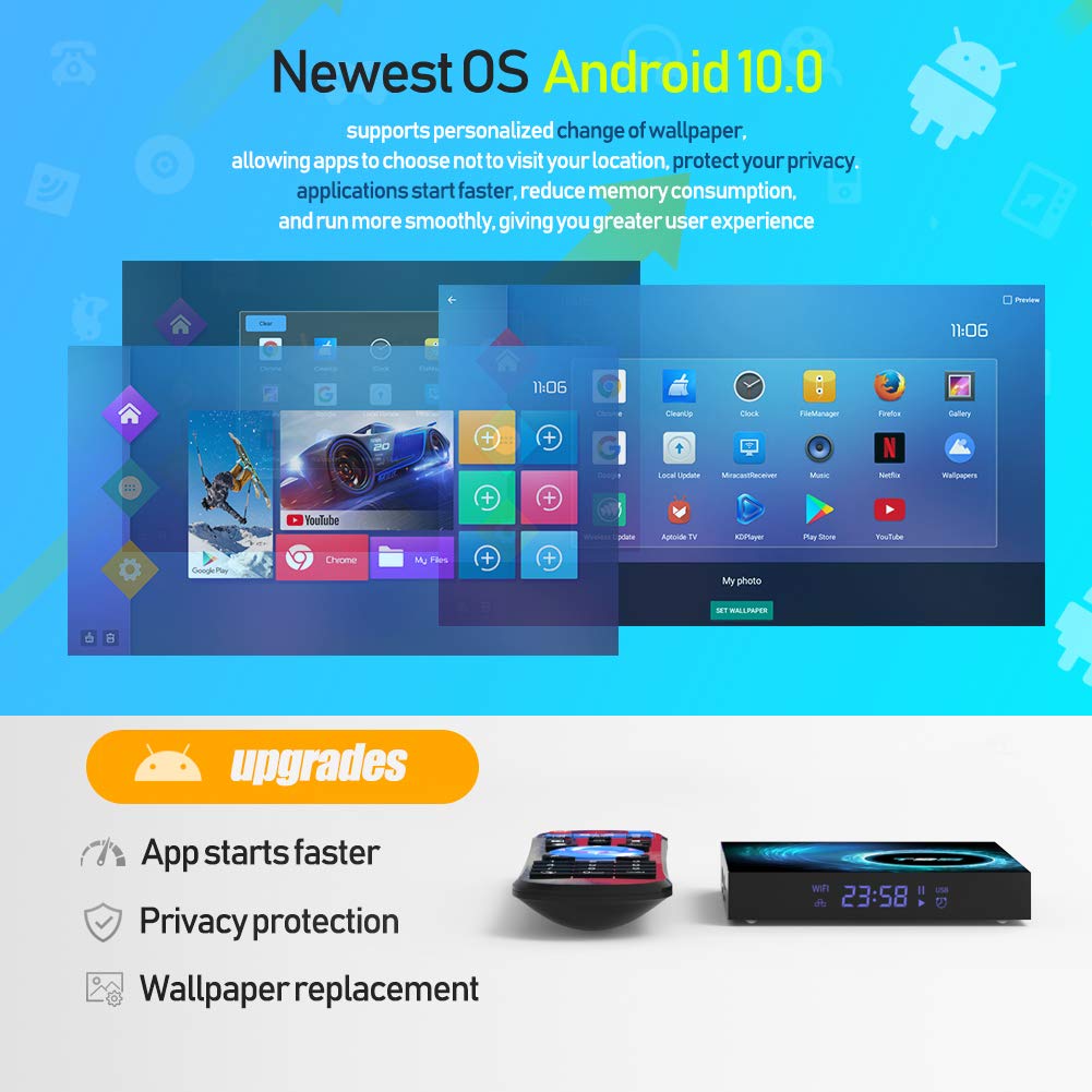 Android 10.0 Tv Box, T95 Android Box 4Gb Ram 32Gb Rom Allwinner H616 Quad Core Smart Android Tv Box 64Bit, Support 2.4G/5.0G Dual Wifi 6K Utral Hd / 3D / H.265 With Bluetooth 5.0