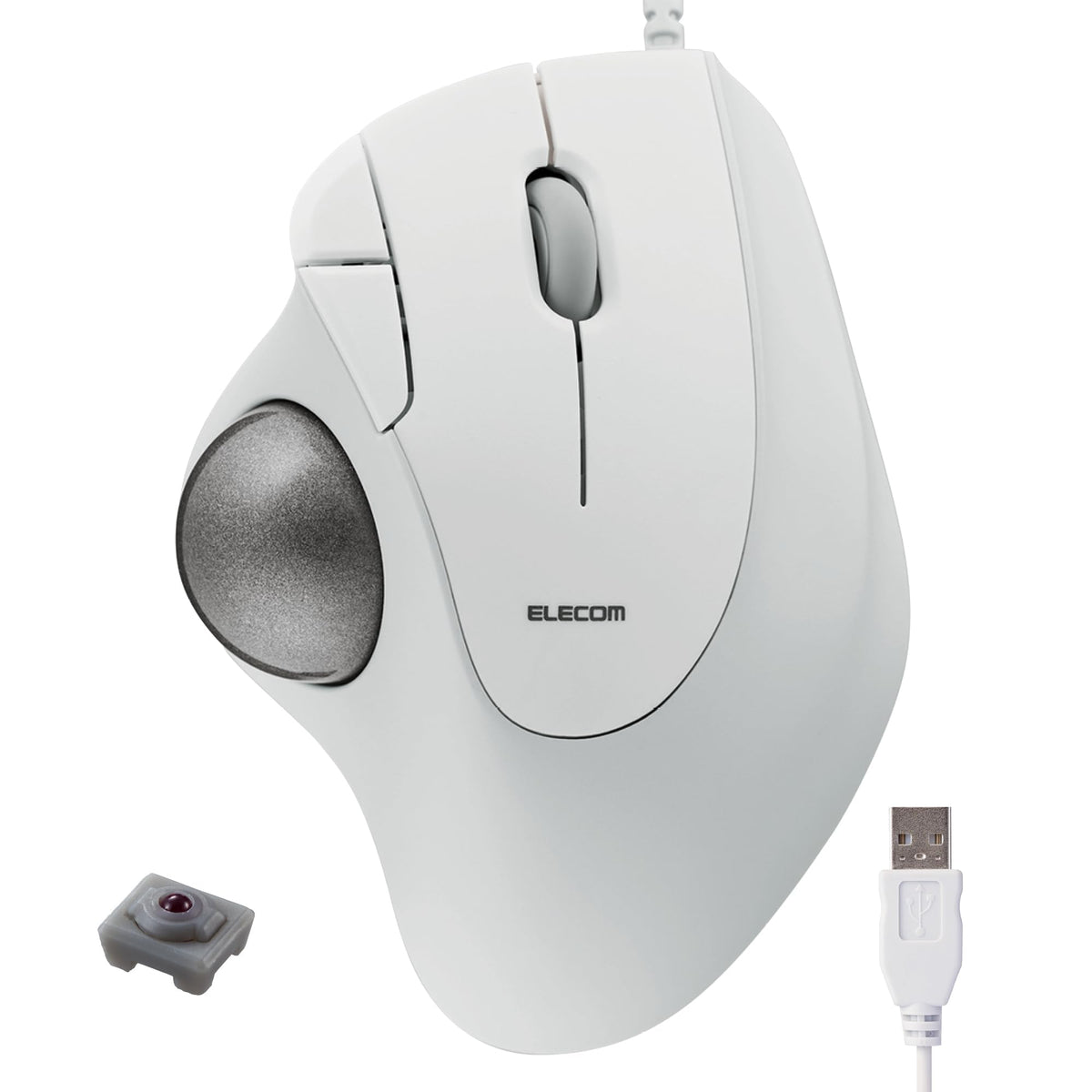 Elecom Ergonomic Comfort Design Trackball Ist Wired Usb A Connection, Smooth Tracking With Ruby Ball Bearing, 36Mm Ball, Thumb Control, Compatible For Windows, Pc, And Mac White (M It10Urwh)