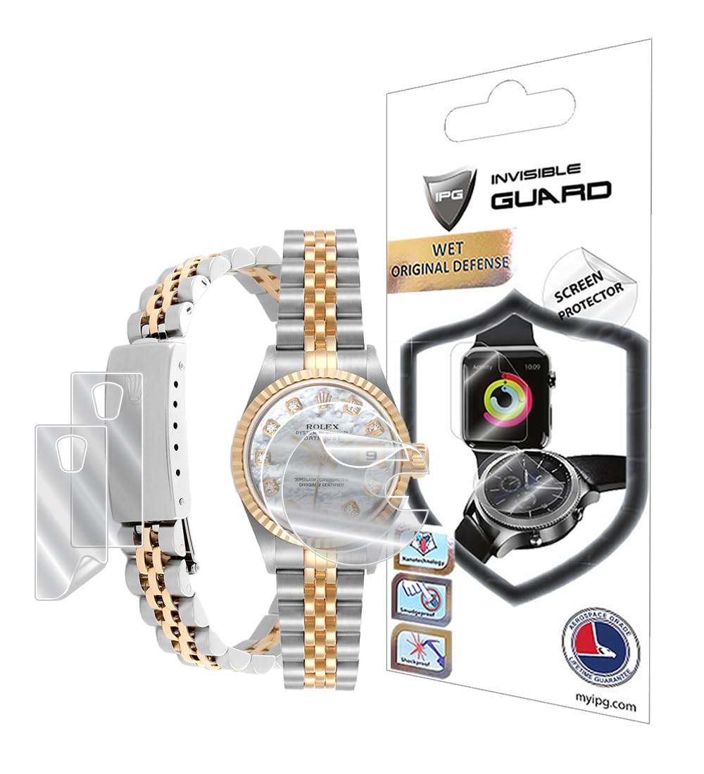 IPG for Rolex Lady - Datejust Oyster Gold Watch Hydrogel Screen Protector (2 Units) + Clasp Protector (2 Units) Invisible HD Cle