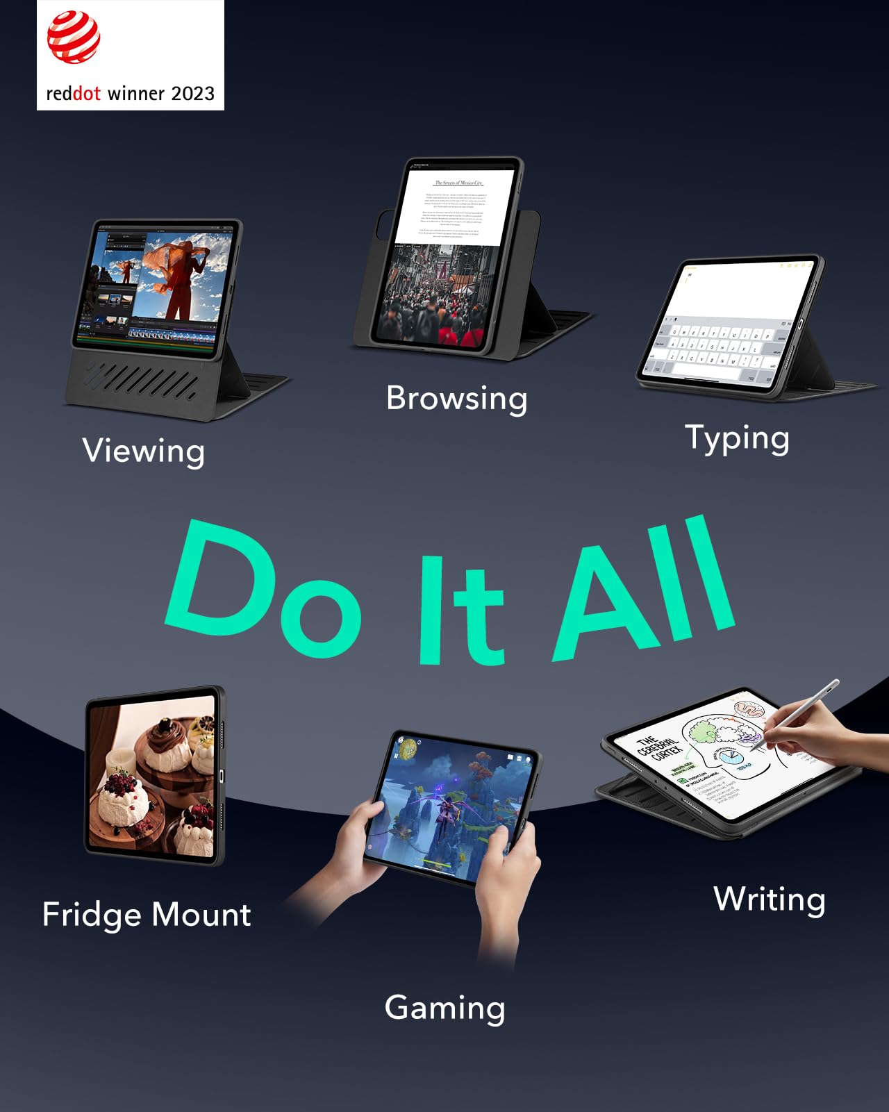 Esr For Ipad Pro 13 Inch Case M4(2024), Ipad Pro 13 Rotating Case With Removable Magnetic Cover, Adjustable Portrait/Landscape Stand With Raised Screen View, 9 Standing Angles, Shift Series, Black