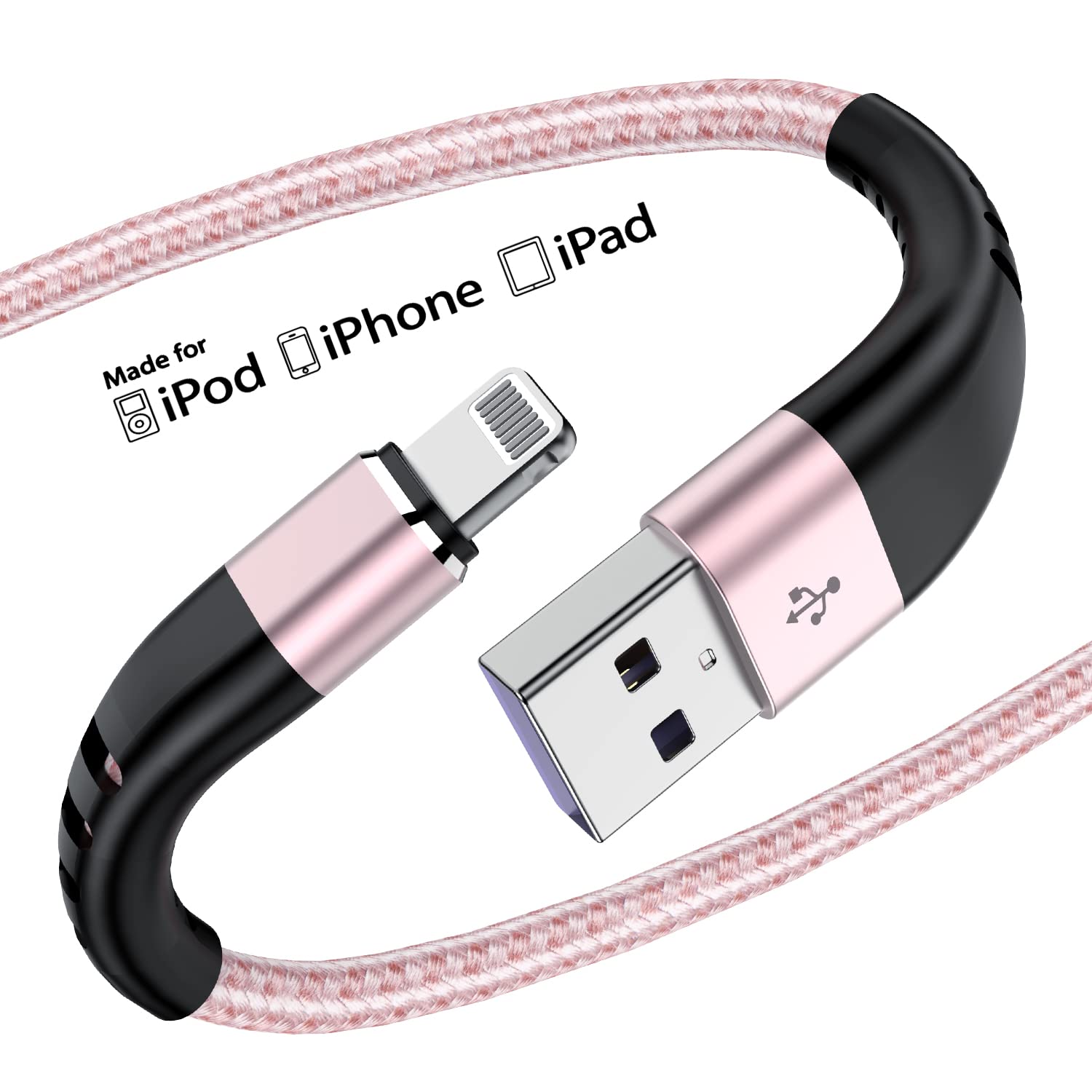 Essri 2Pack For Iphone Charger Cord 1Ft, Lighting Cable 1 Feet To Usb Charging Cable, Nylon Braided Charging Cord 1 Foot Compati