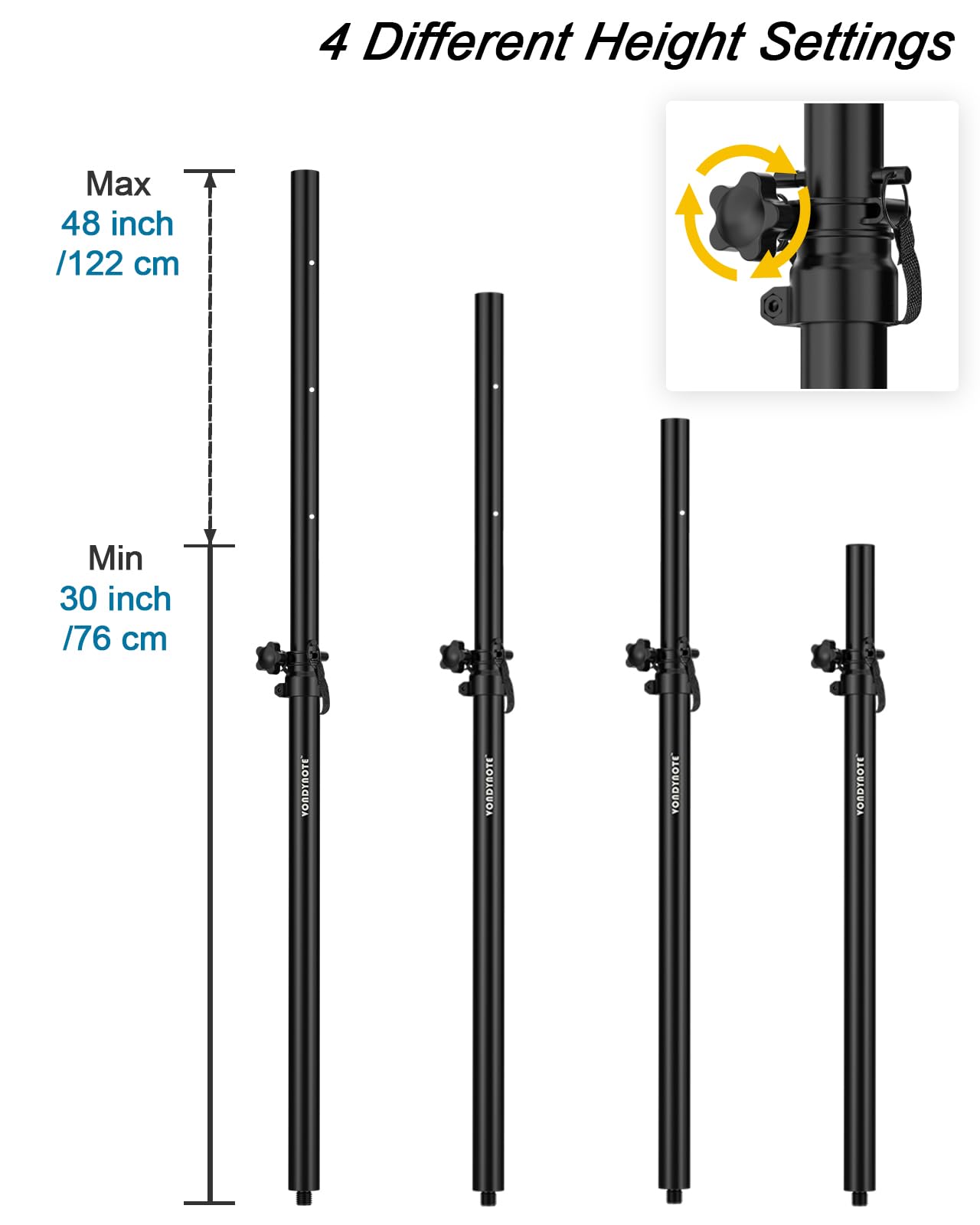 Vondynote Set Of 2 Speaker Pole For Subwoofer Height Adjustable Fits M20 Threaded Mount And 35Mm Mount Speaker Extender