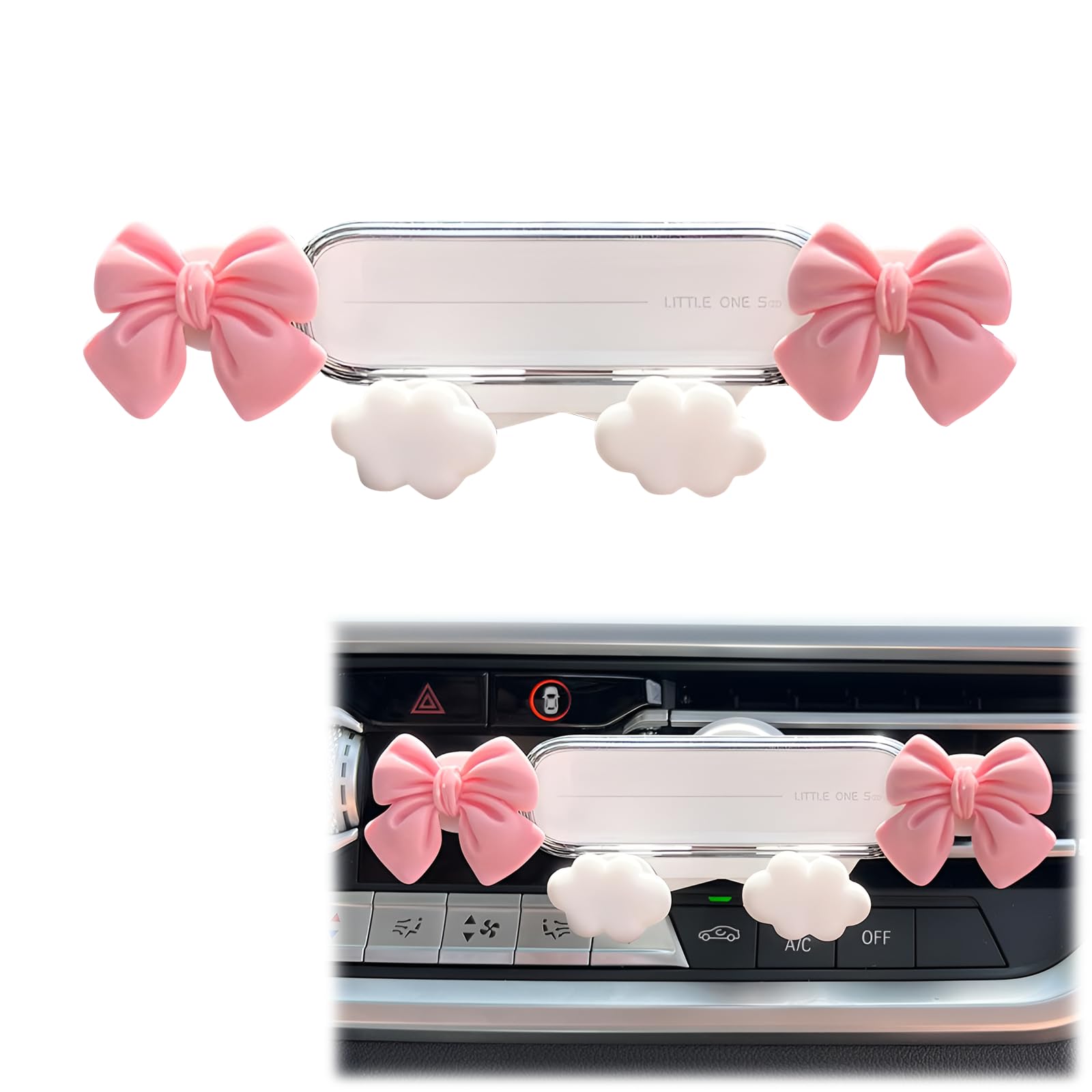 AGLOO Adorable Car Phone Holder - Pink Butterfly Bow Design,Universal Car Air Vent Phone Mount for All Smartphones,Kawaii Car Ac