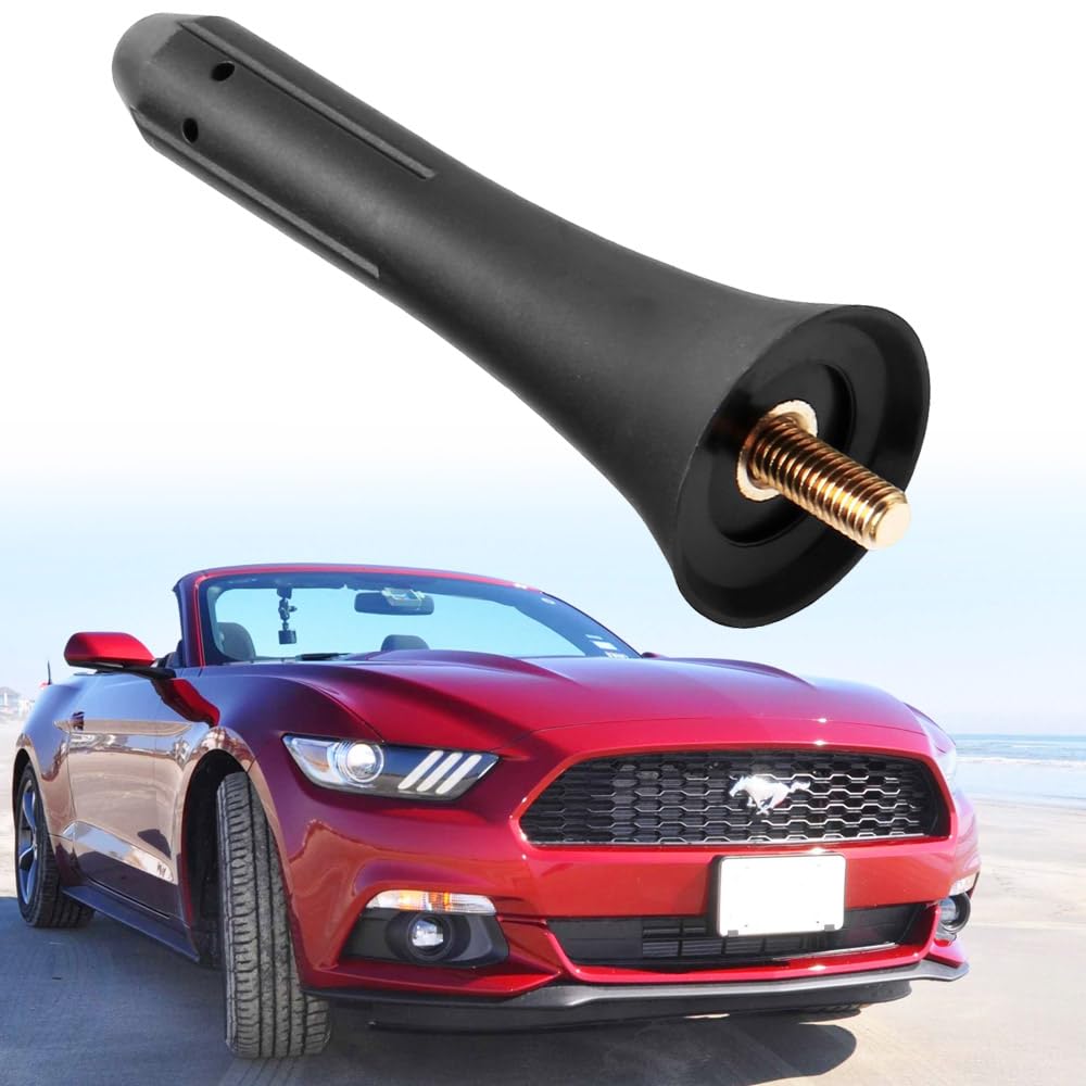 Vofono Stubby Antenna For 2015 2024 Ford Mustang Convertible, Car Ford Mustang Accessories, 3 Inch Short Replacement Ford Mustang Billet Antenna Mast Designed For Optimized Fm Am Radio Reception