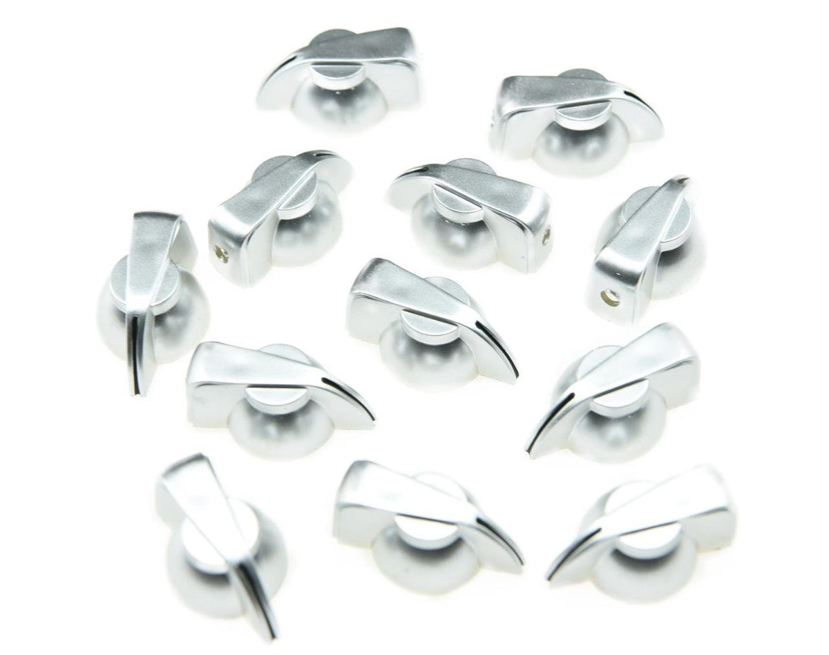 Kaish 12Pcs Flat Top Guitar Amplifier Knobs Effect Pedal Knob Chicken-Head Knobs Silver