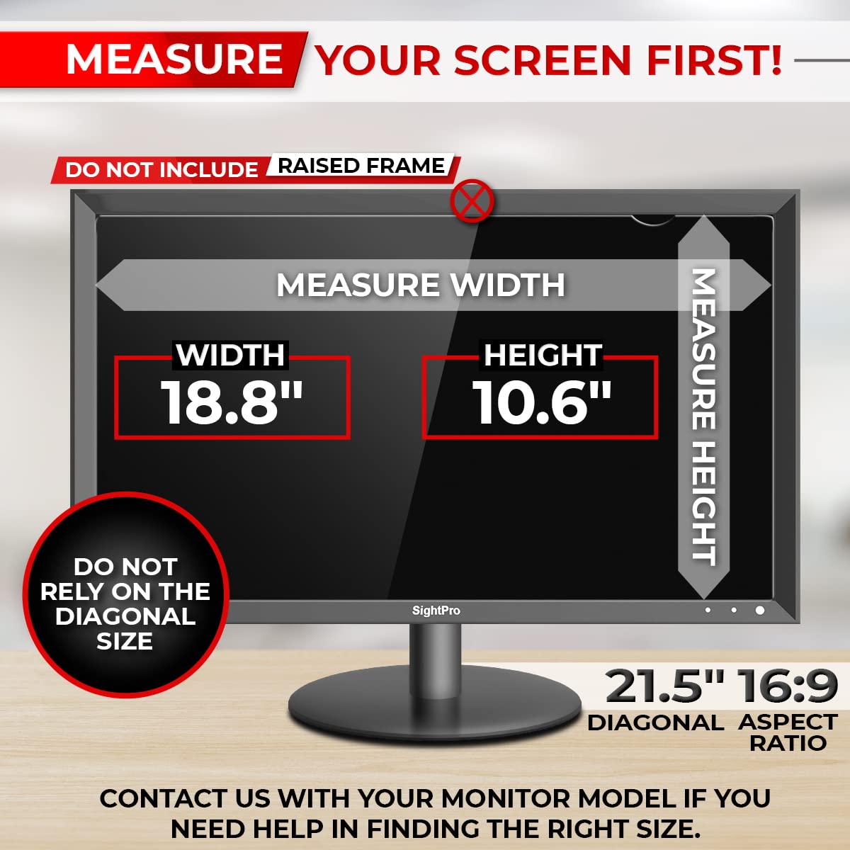 Sightpro 21.5 Inch 16:9 Computer Privacy Screen Filter For Monitor Pri ...