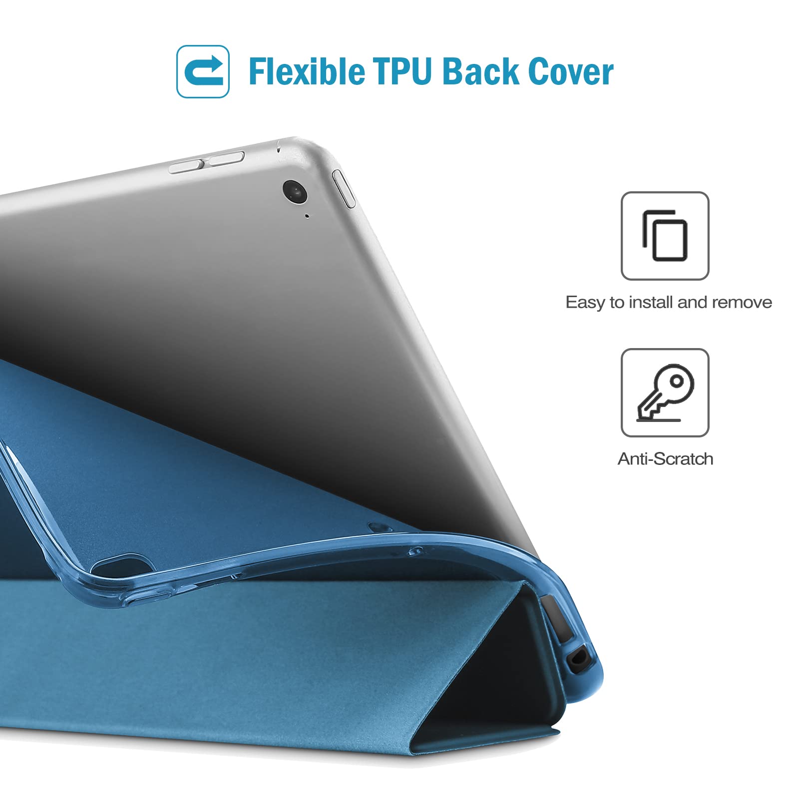 Procase Smart Case For Ipad 9.7 Inch Ipad 6Th 5Th Generation Cases, Ipad Air 2, Ipad Air Case, Slim Soft Tpu Cover Stand Smart Case For Ipad 9.7 2018 2017 Model Ipad Air 2 Air 1  Teal