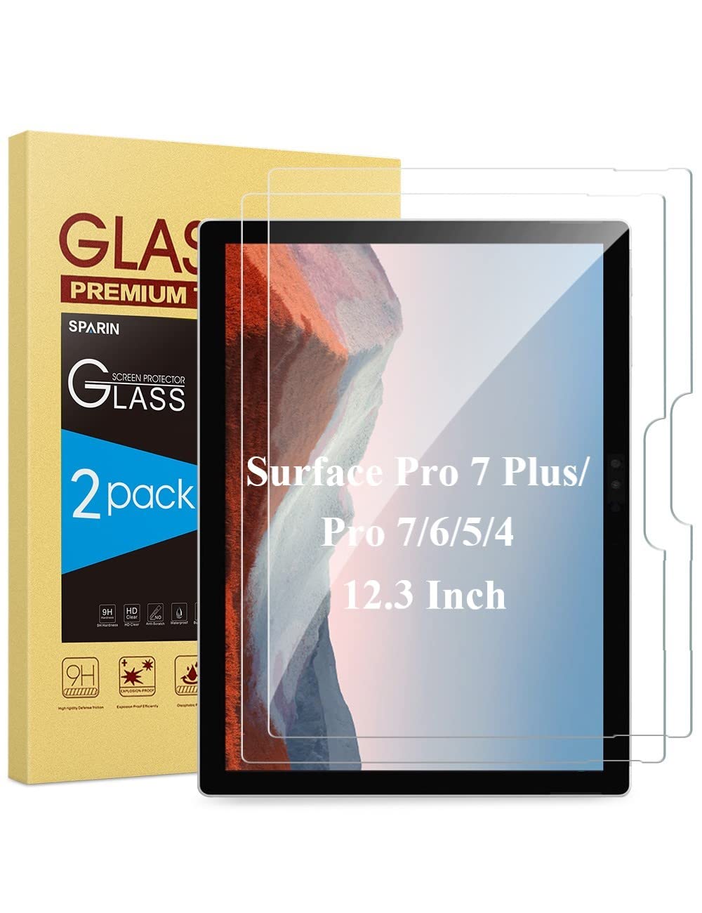 [2 Pack] Sparin Screen Protector For Surface Pro 7 Plus/Surface Pro 7 / Surface Pro 6 / Surface Pro (5Th Gen) / Surface Pro 4, T