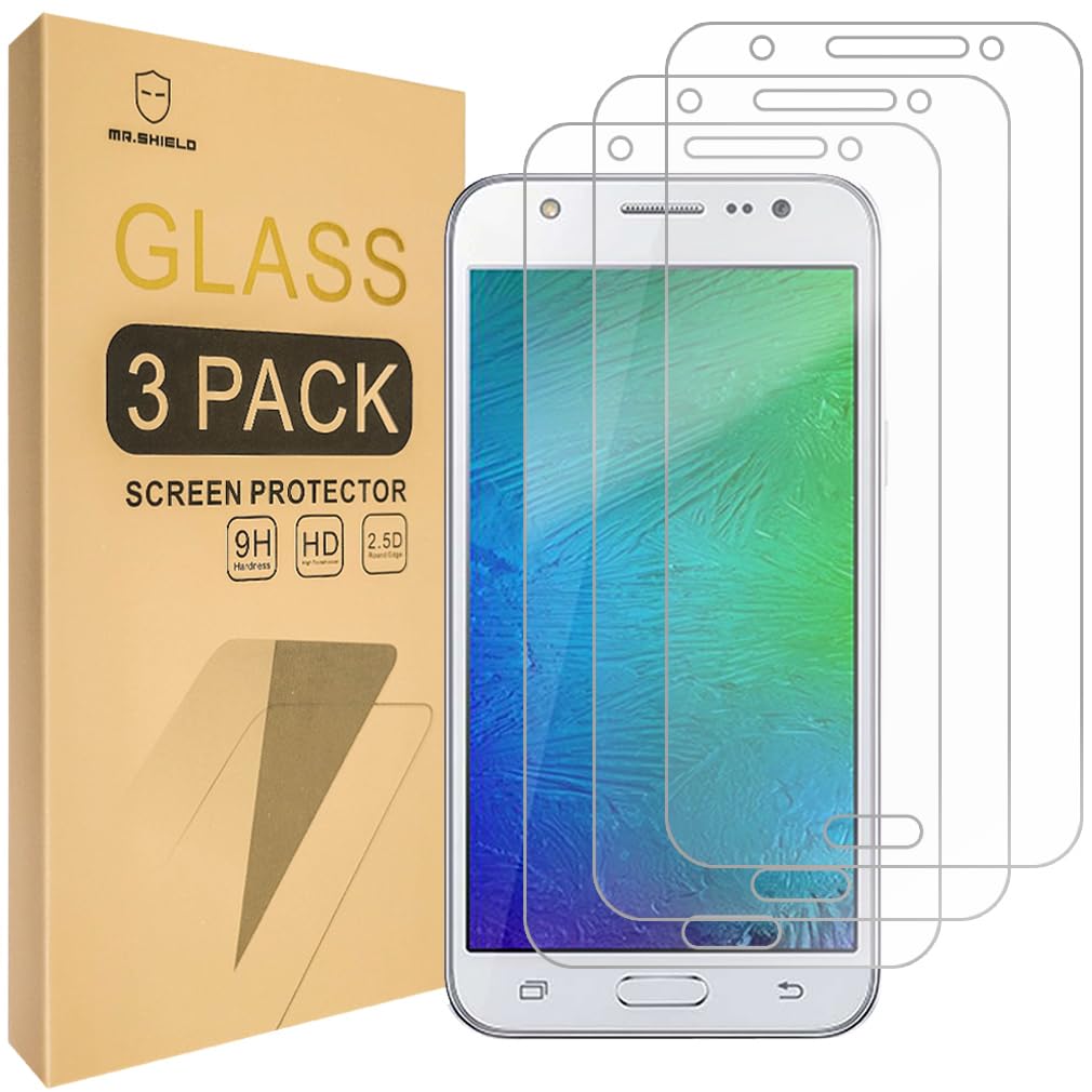 Mr.Shield [3 Pack] Designed For Samsung Galaxy J7 Neo [Tempered Glass] Screen Protector [0.3Mm Ultra Thin 9H Hardness 2.5D Round