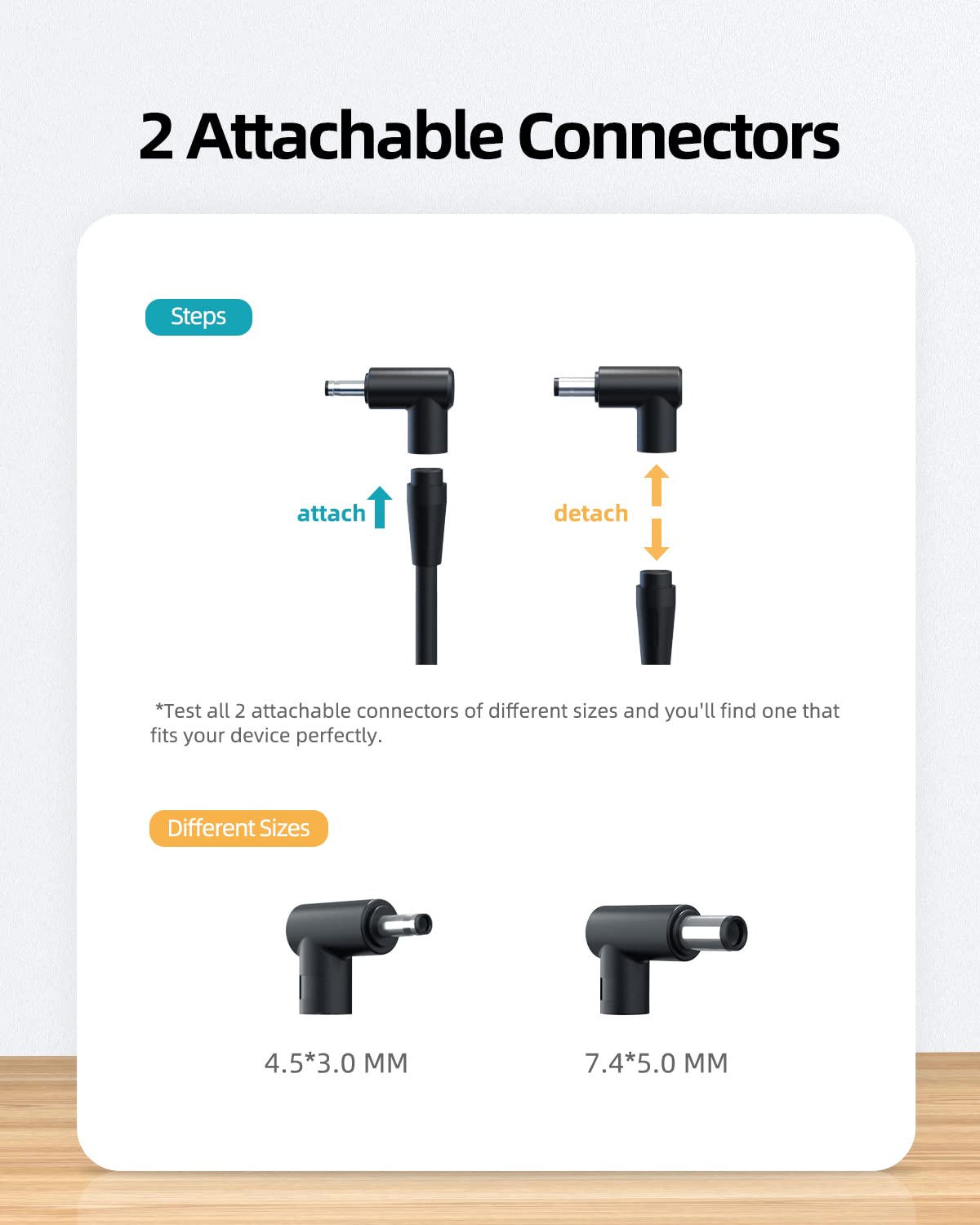 Charger Replacement For Hp Elitebook, Probook Laptop, (Safety Certified By Ul), Round Power Connector, 65W, 45W