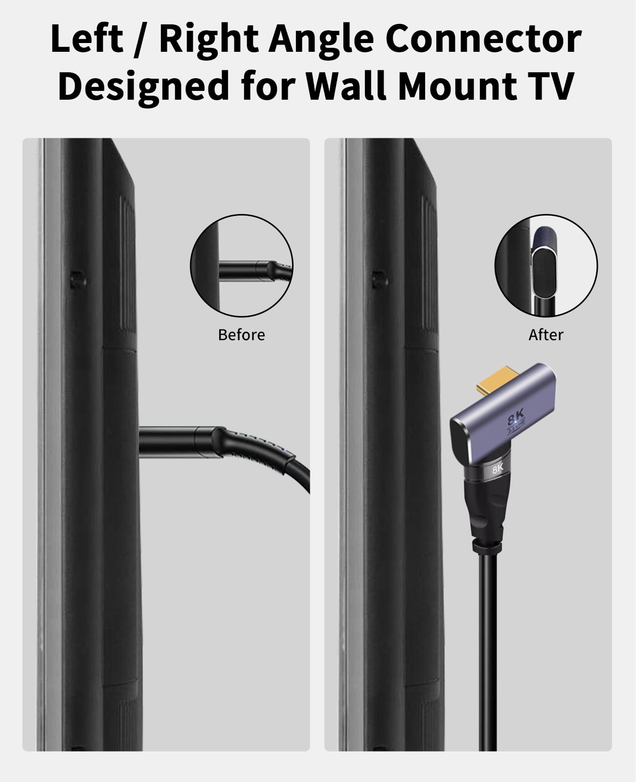 Poyiccot 8K Hdmi 90 Degree Adapter, Left And Right Angle Hdmi Adapter, 270 Degree And 90 Degree Hdmi Adapter, Hdmi Extender 48Gb