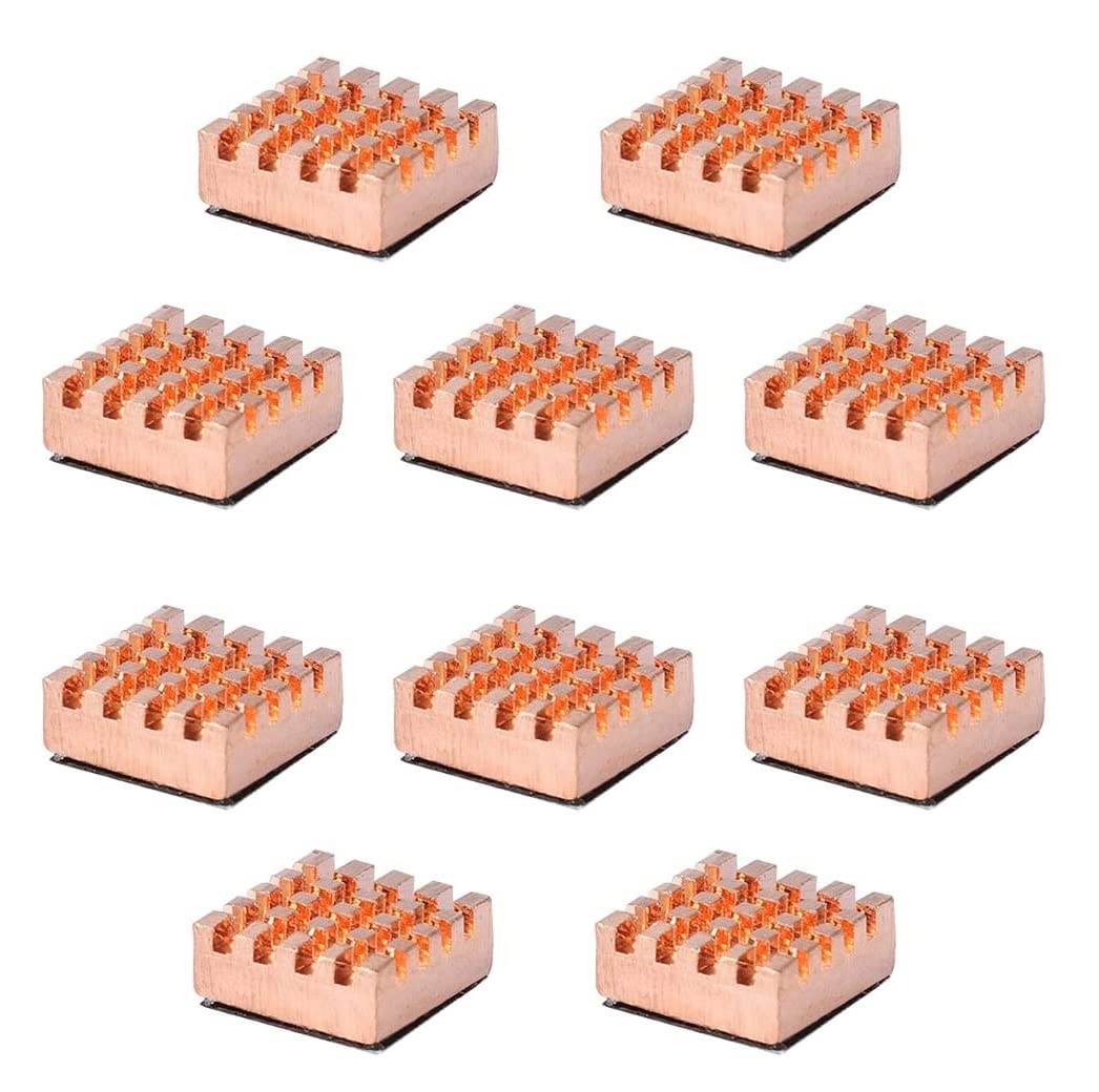 Easycargo 10Pcs 14Mm Vram Copper Heatsink + Thermal Conductive Adhesive Tape For Cooling Cooler Gpu Chips Vram Vga Ram Gpu (14Mmx12Mmx5Mm) (Copper 14Mm)