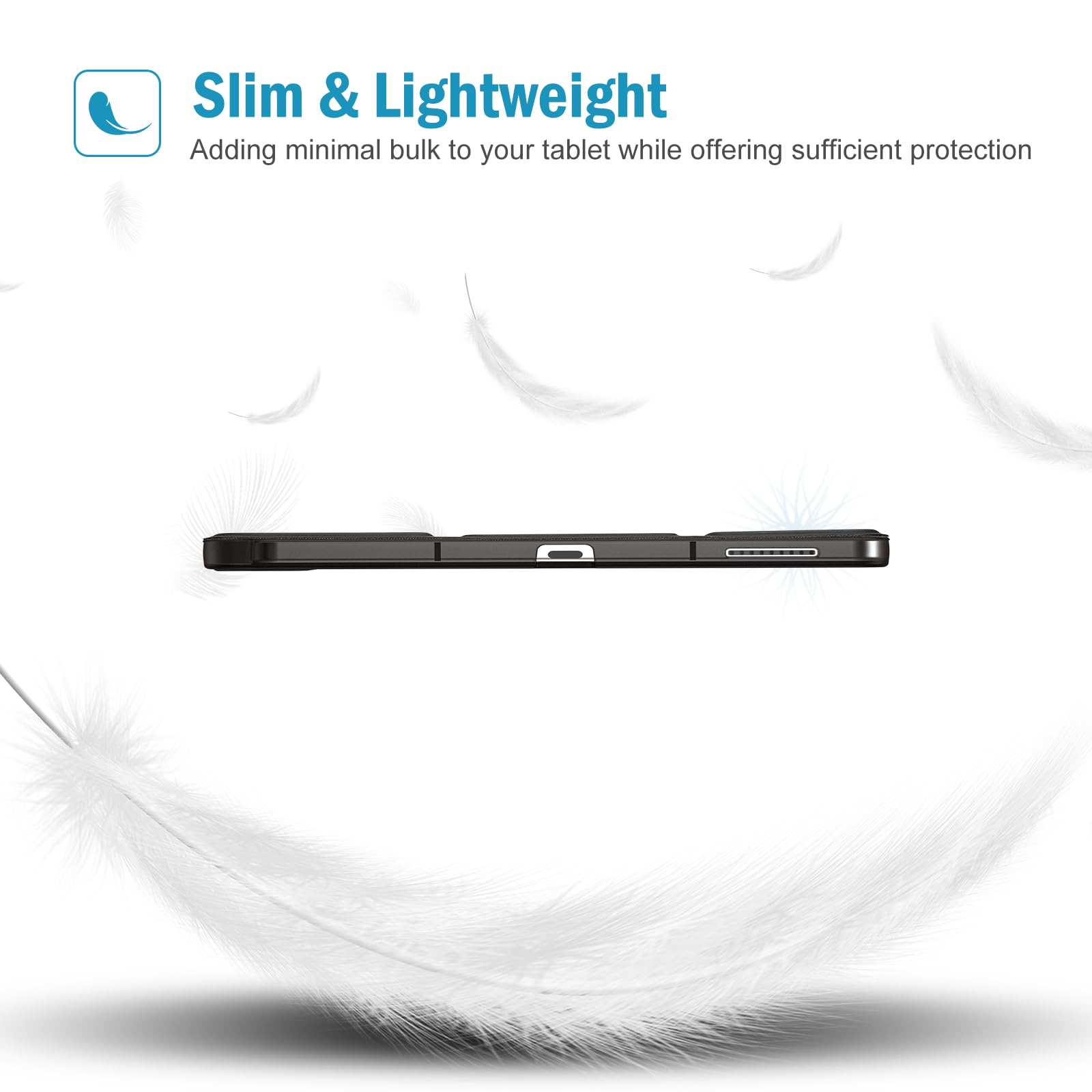 Procase Cover For Galaxy Tab S6 Lite 10.4 Case 2024 2022 2020 With S Pen Holder(Sm P620/P625/P613/P619/P615/P610), Trifold Stand Folio Soft Tpu Translucent Back Cover Support Auto Wake/Sleep  Black