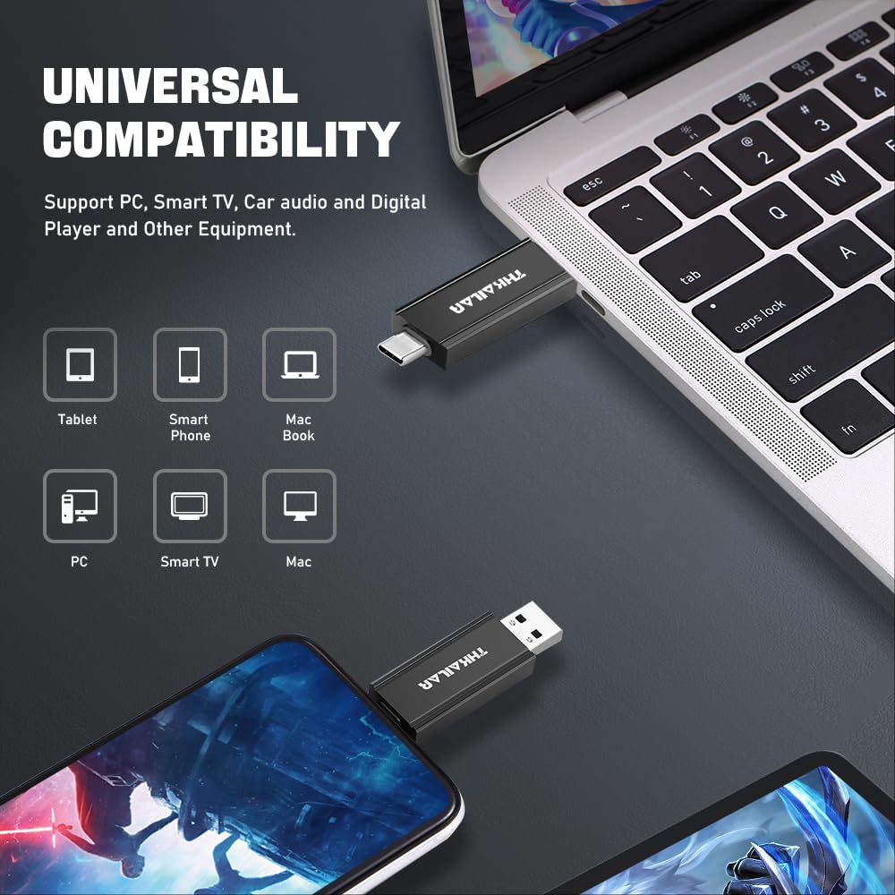 Thkailar Usb C 3.2 Gen 2 Flash Drive 128Gb High Speed Up To 350Mb/S Read 2 In 1 Usb Drive Data Storage, Usb C Thumb Drive Compat