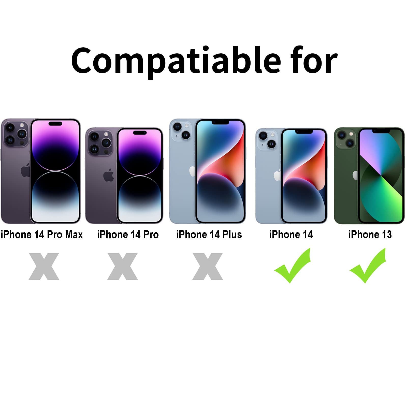 Tenoc Phone Case Compatible With Iphone 13 & Iphone 14, Clear Case Non Yellowing Protective Bumper Hard Back Cover For 6.1 Inch