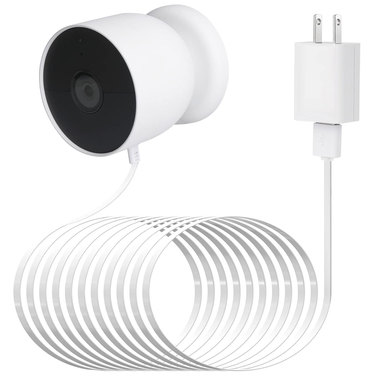 Power Cable Compatible With Google Nest Cam Outdoor Or Indoor, Battery, 30Ft/9.1M Weatherproof Outdoor Cable Continuously Chargi