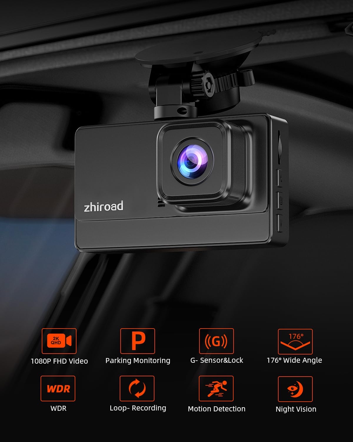 Dash Cam 1080P Fhd Front Dash Camera For Cars, Dashcam With 176Wide Angle, Night Vision, Parking Monitor,Loop Recording, G Senso