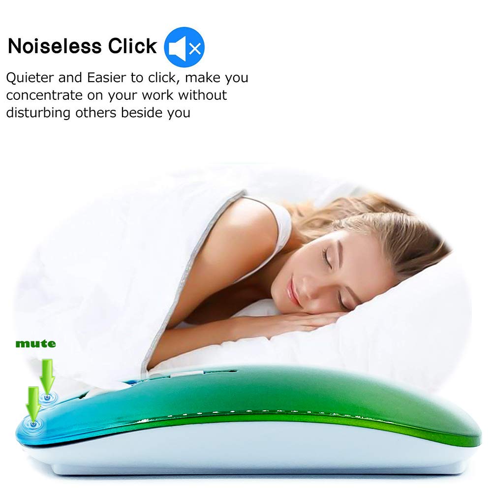 Klo Bluetooth Mouse For Macbook/Macbook Air/Pro/Ipad, Wireless Mouse For Laptop/Notebook/Pc/Ipad/Chromebook (Bt/A Green Blue)