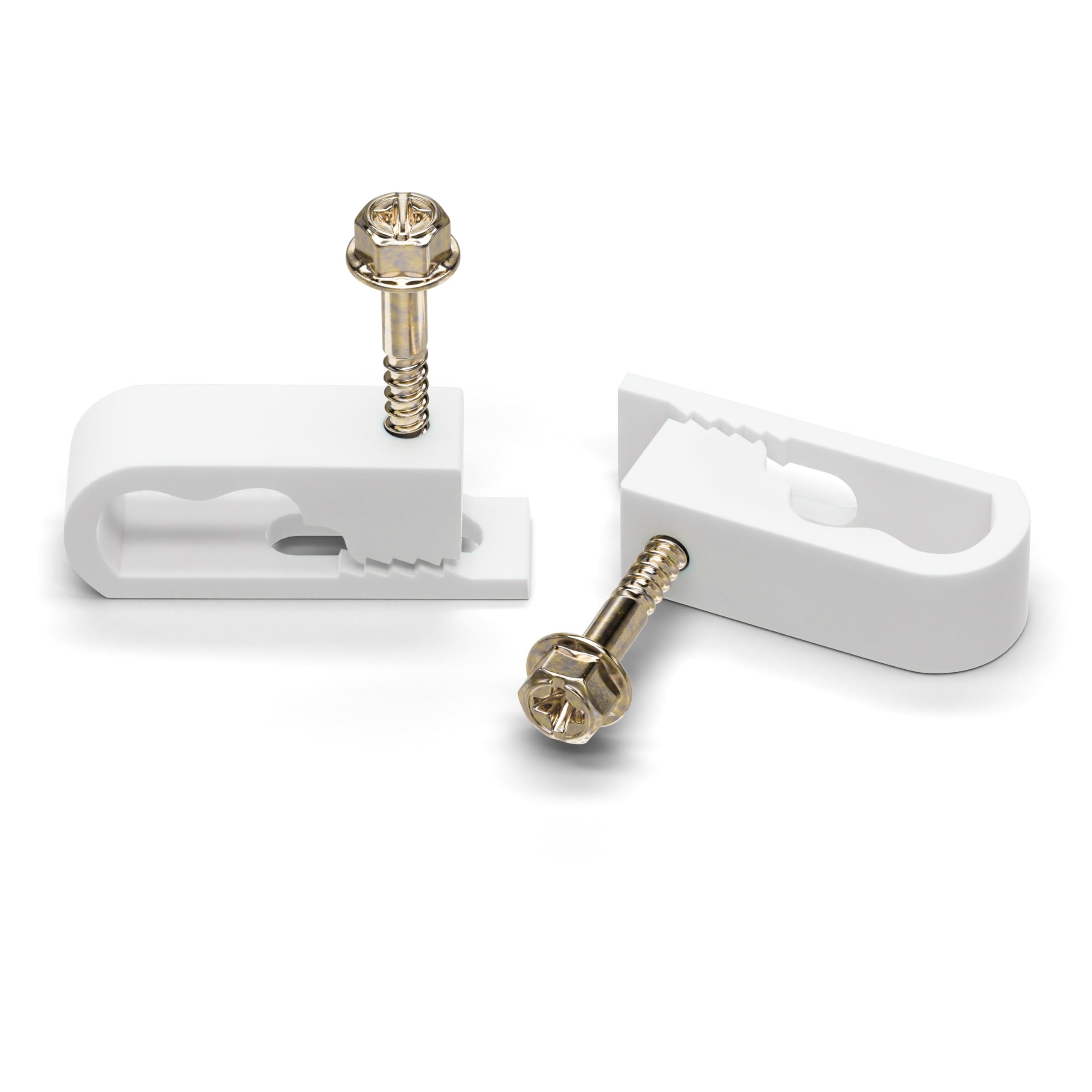 The Cimple Co   Dual, Twin, Or Siamese Coaxial Cable Clips, Cat6, Electrical Wire Cable Clip, 1/2 In Screw Clip And Fastener, Wh