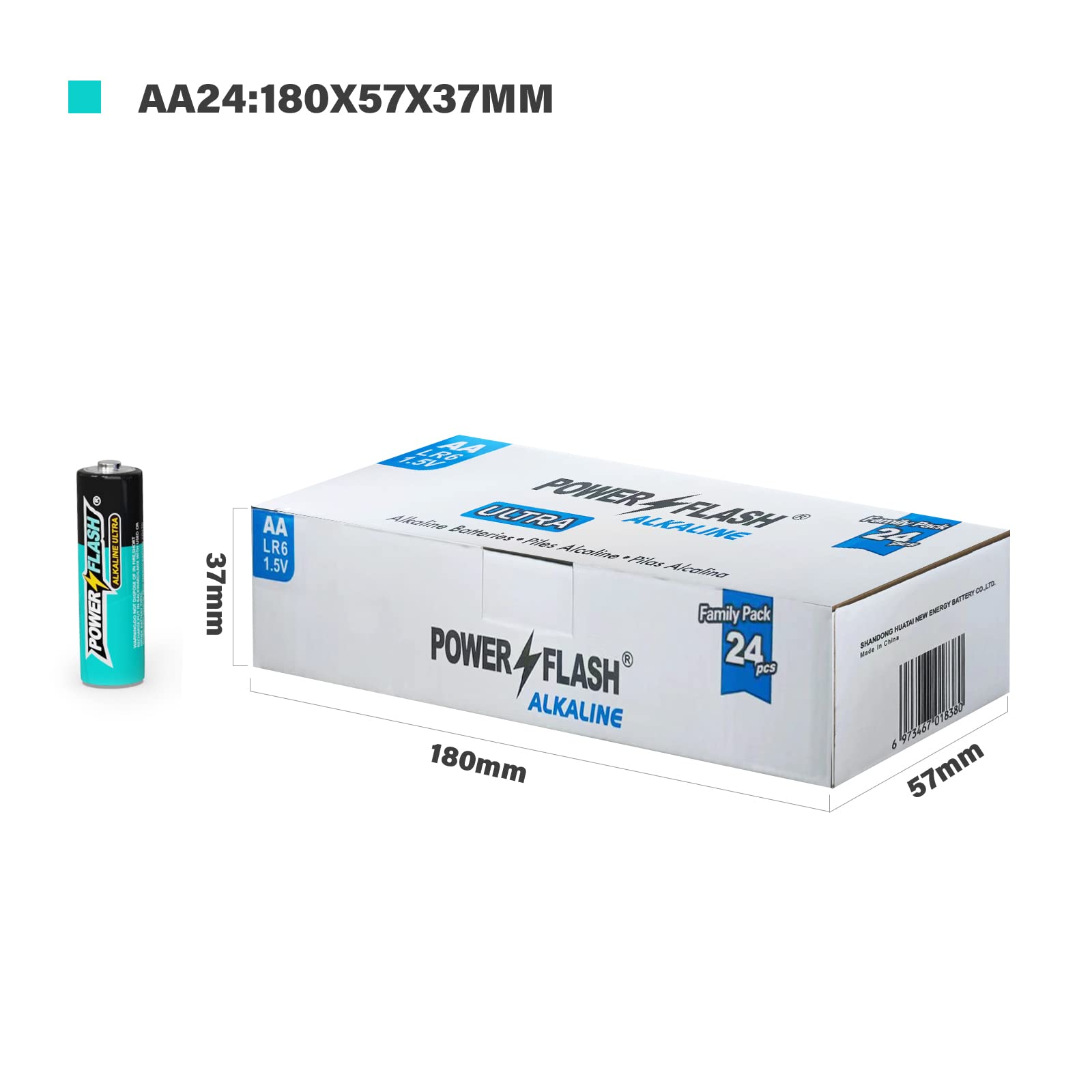 Power Flash Aa Batteries With Fresh Date - 24 Industrial Pack - Ultra Long Lasting All Purpose Double A Alkaline Battery (24 Cou