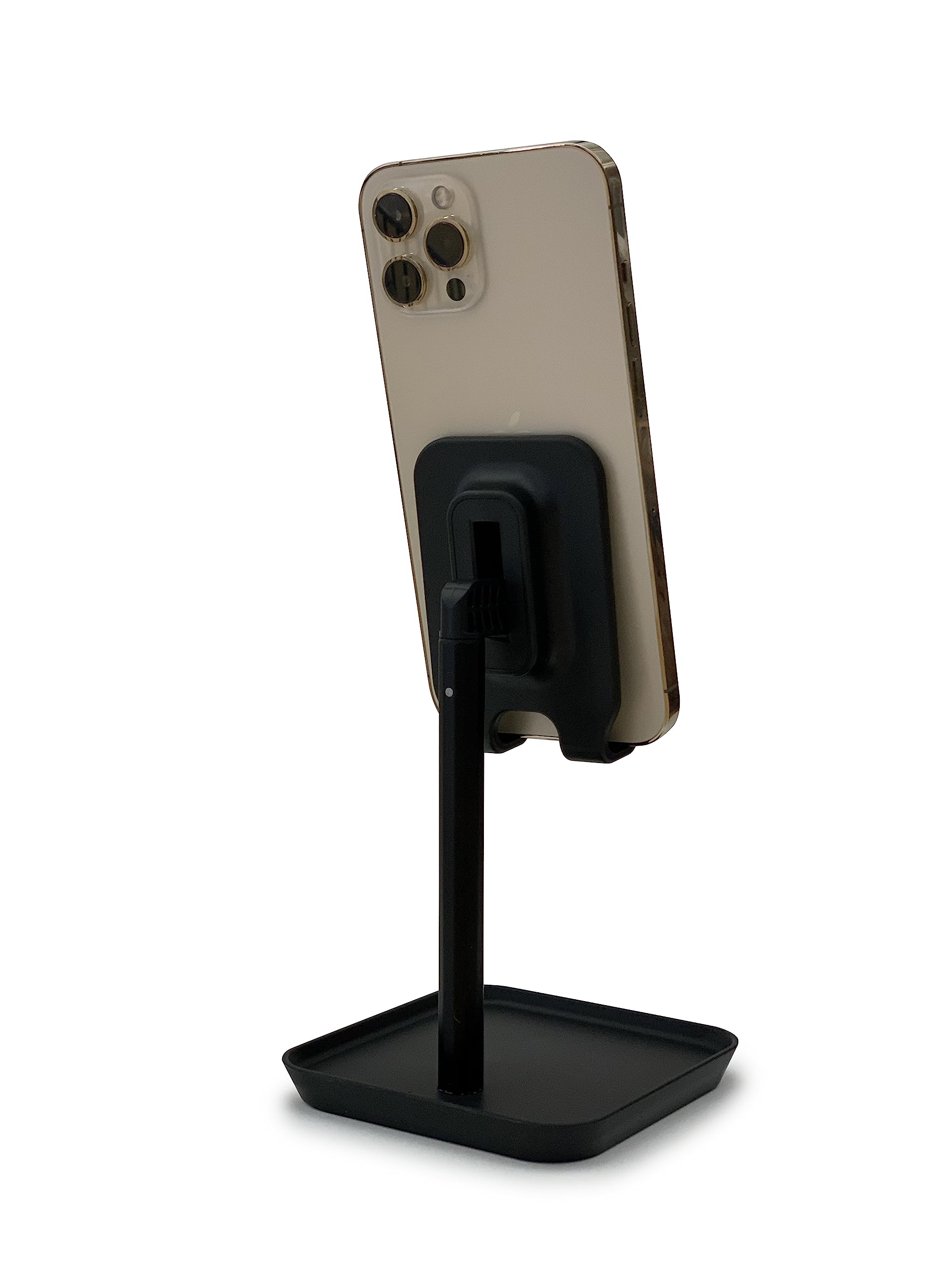 Kikkerland Extendable Portable Ergonomic Adjustable Universal Perfect Phone Stand With Tray, Black, For Home, Office, Desktop