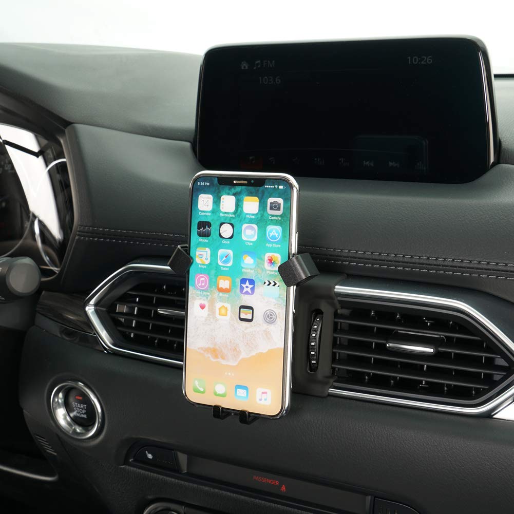 Beerte Phone Holder Fit For Mazda Cx-5 2017-2025 Adjustable Air Vent Car Dashboard Cell Phone Mount Carbon Fiber Pattern Gravity
