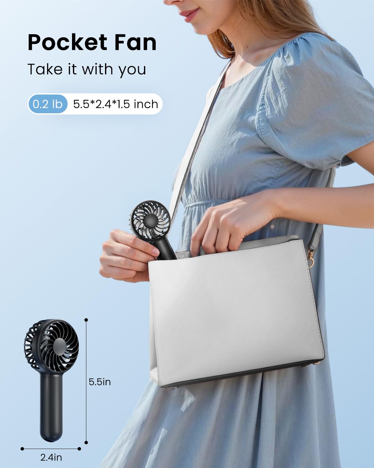 Gaiatop Mini Portable Fan, 3 Speed Powerful Handheld Fan, 2000Mah Battery Operated Cute Design Personal Small Fan, Usb Rechargea