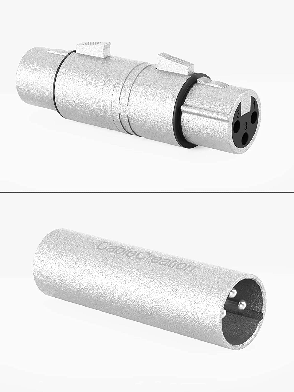 Cablecreation [4 Pair Xlr Male To Male & Xlr Female To Female 3Pin Adapter Connector Compatible With Microphone,Mixer,Silver