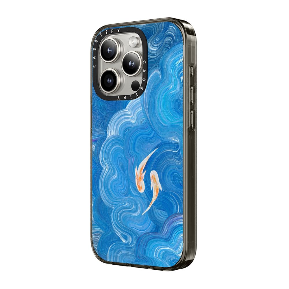 Casetify Compact Iphone 15 Pro Case [2X Military Grade Drop Tested / 4Ft Drop Protection]   Two Little Koi   Clear Black
