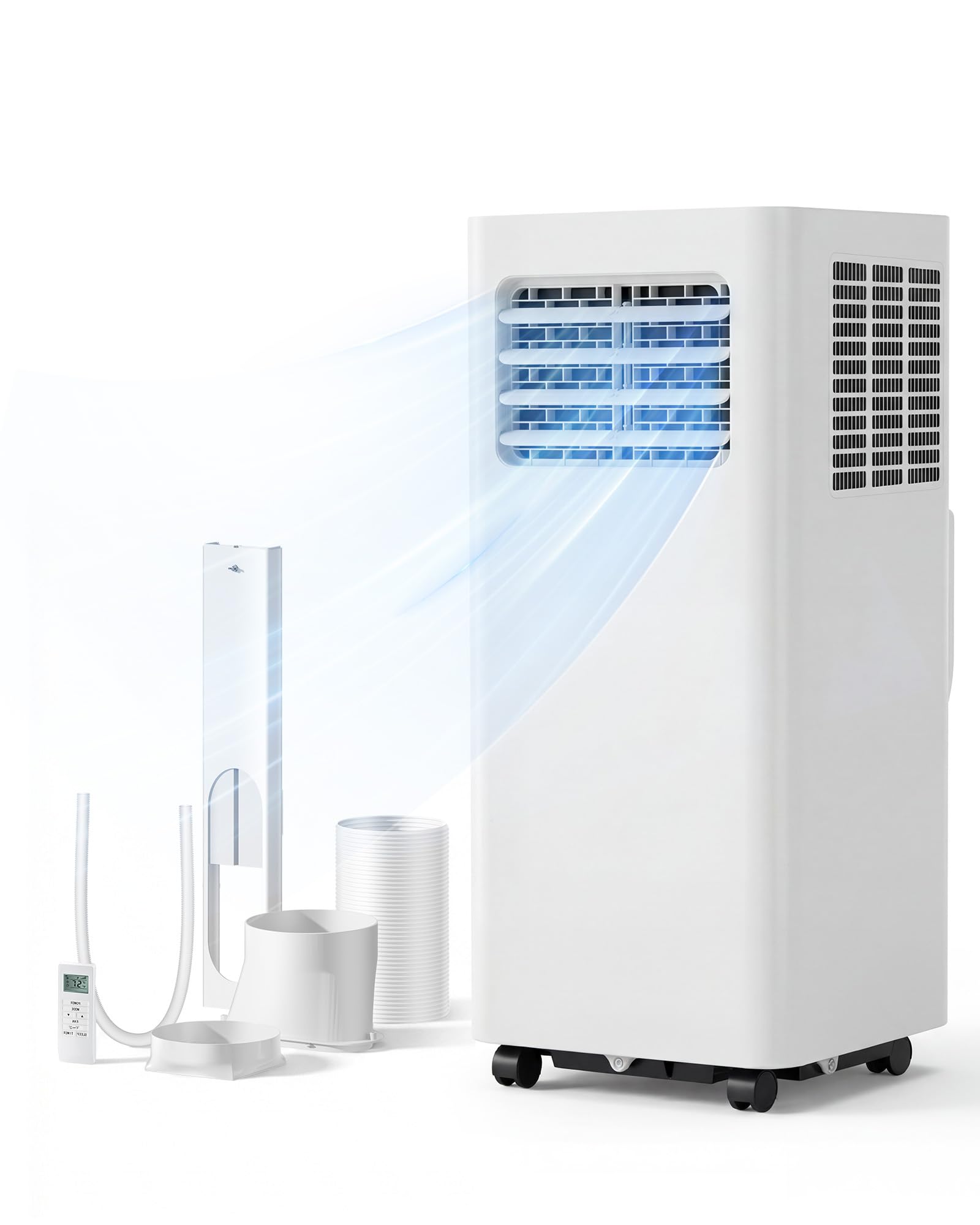Feelfunn 8000 BTU Portable Air Conditioner, 3-in-1 Cools 350 Sq.Ft, Quiet AC with Fan & Dehumidifier, LED Display, Remote, 24H T