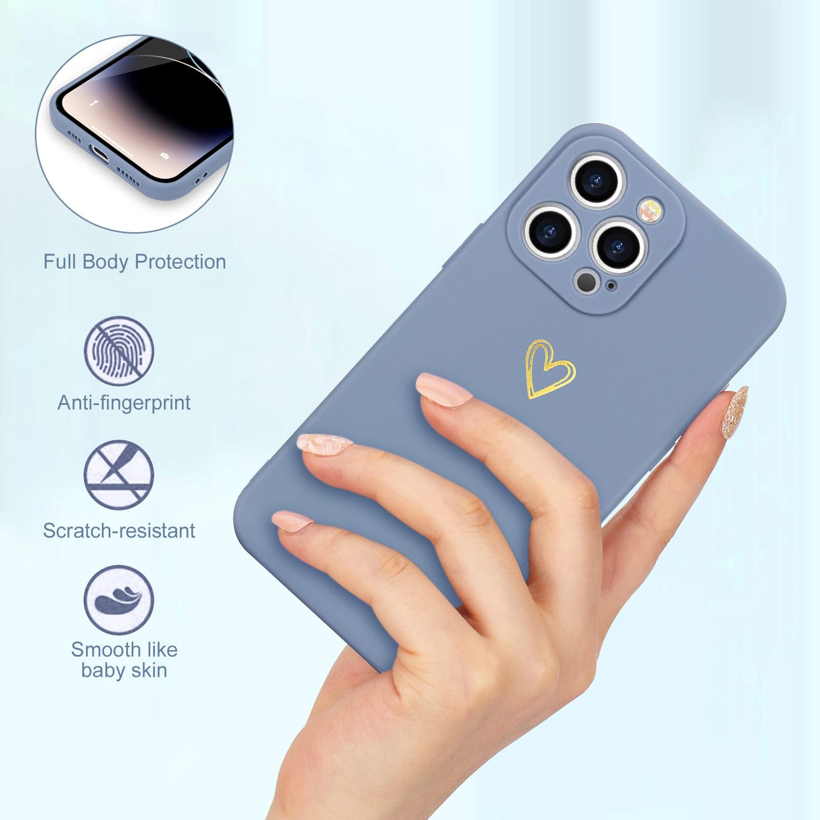 Wirvyuer For Iphone 14 Pro Max Case Cute Slim Shockproof Phone Case With Wireless Charging Support And Protection, Black