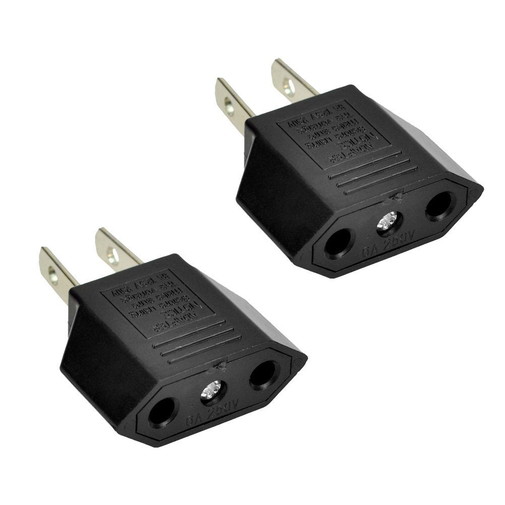 Anrank E U1009618Ak Eu Europe To Us Usa Travel Power Plug Adapter Converter (Black, 2 Pack)