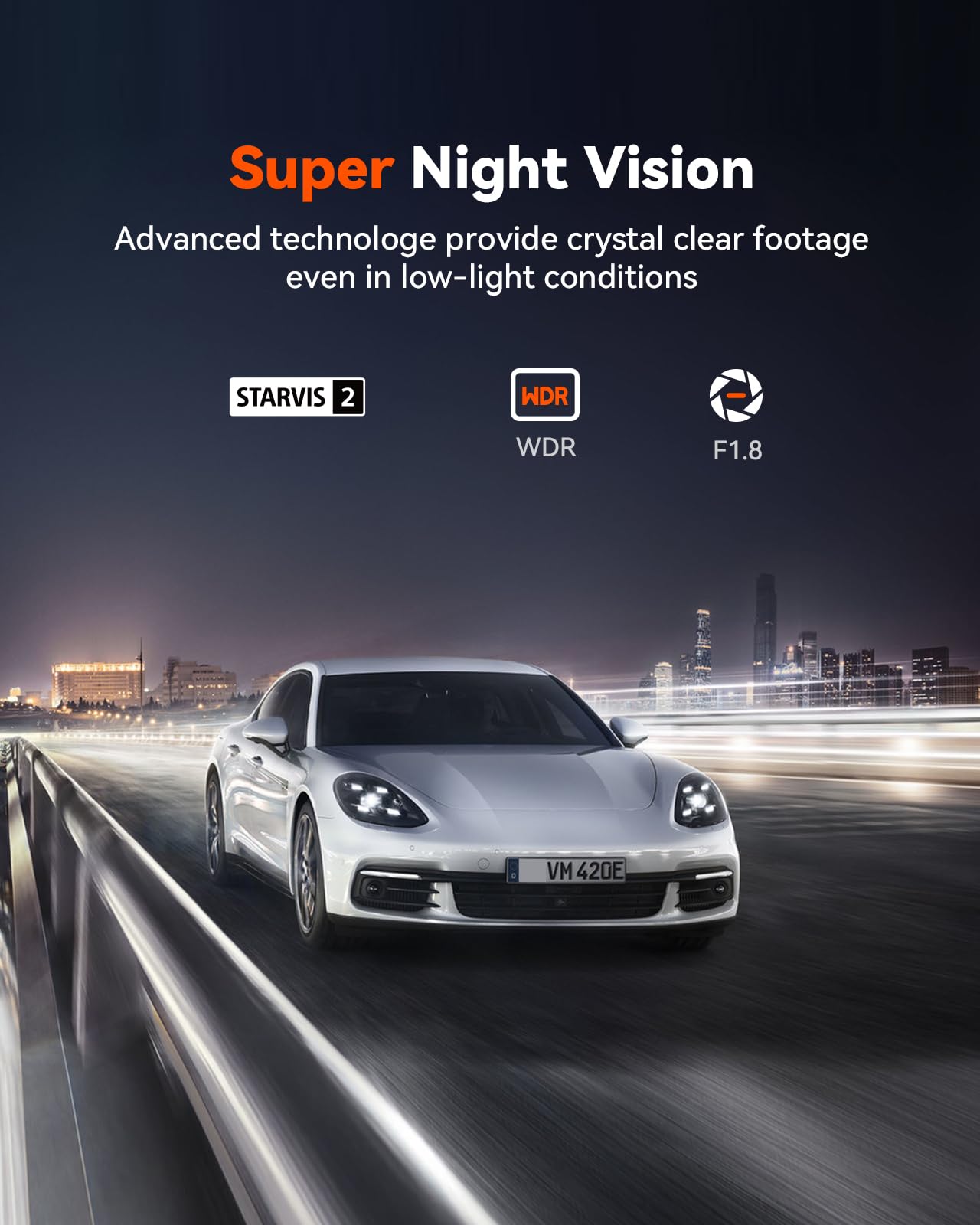 Vantrue E360, E2 2.7K Adjustable Rear Camera With 20Ft Cable, Wdr, Super Night Vision, Fit For Most Cars Suv, Pickup, Truck, Jee