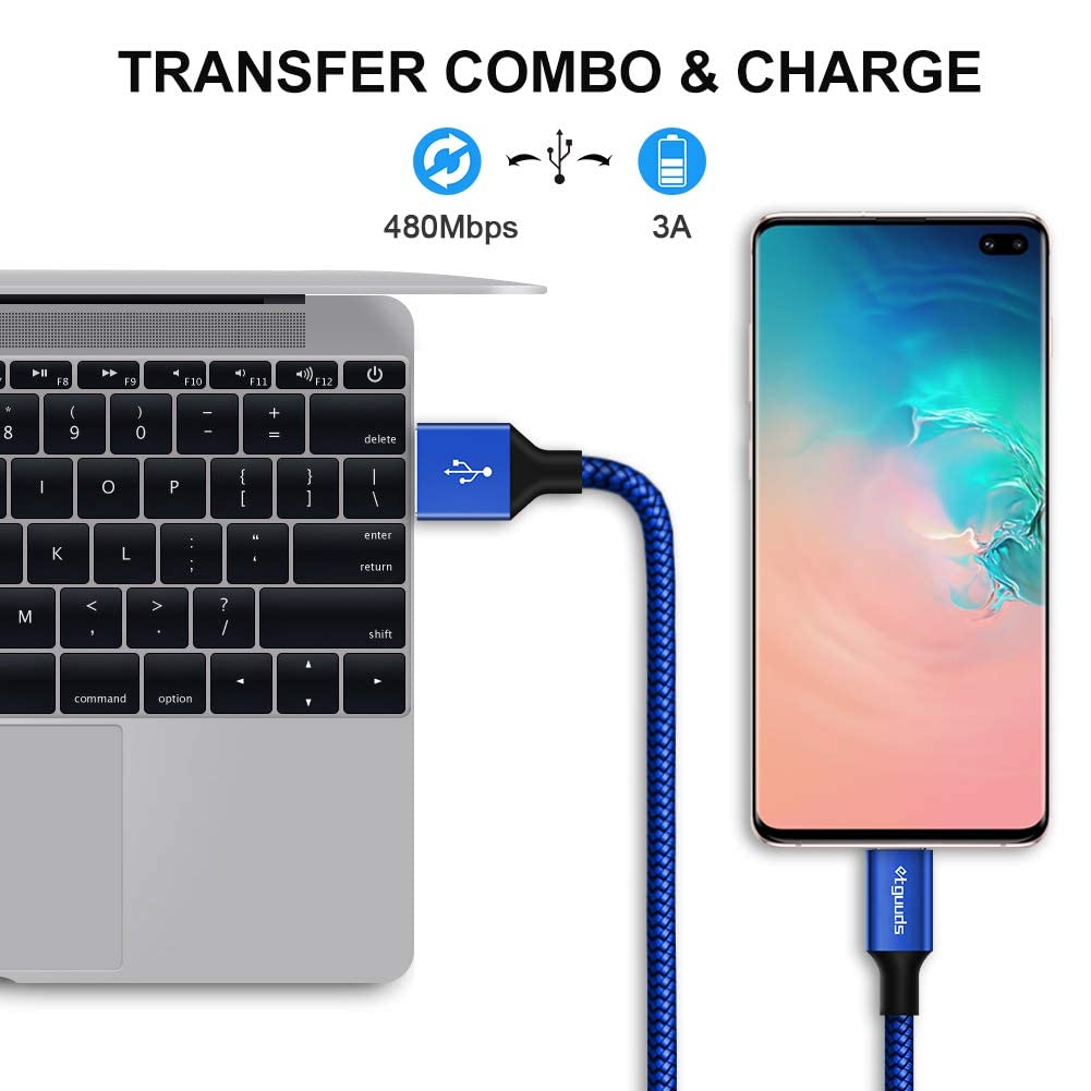 Long Usb C Cable [12Ft, 2 Pack], Etguuds Fast Charging Usb A To Type C Charger Cable Braided For Samsung Galaxy S22 S21 S20 Ultr