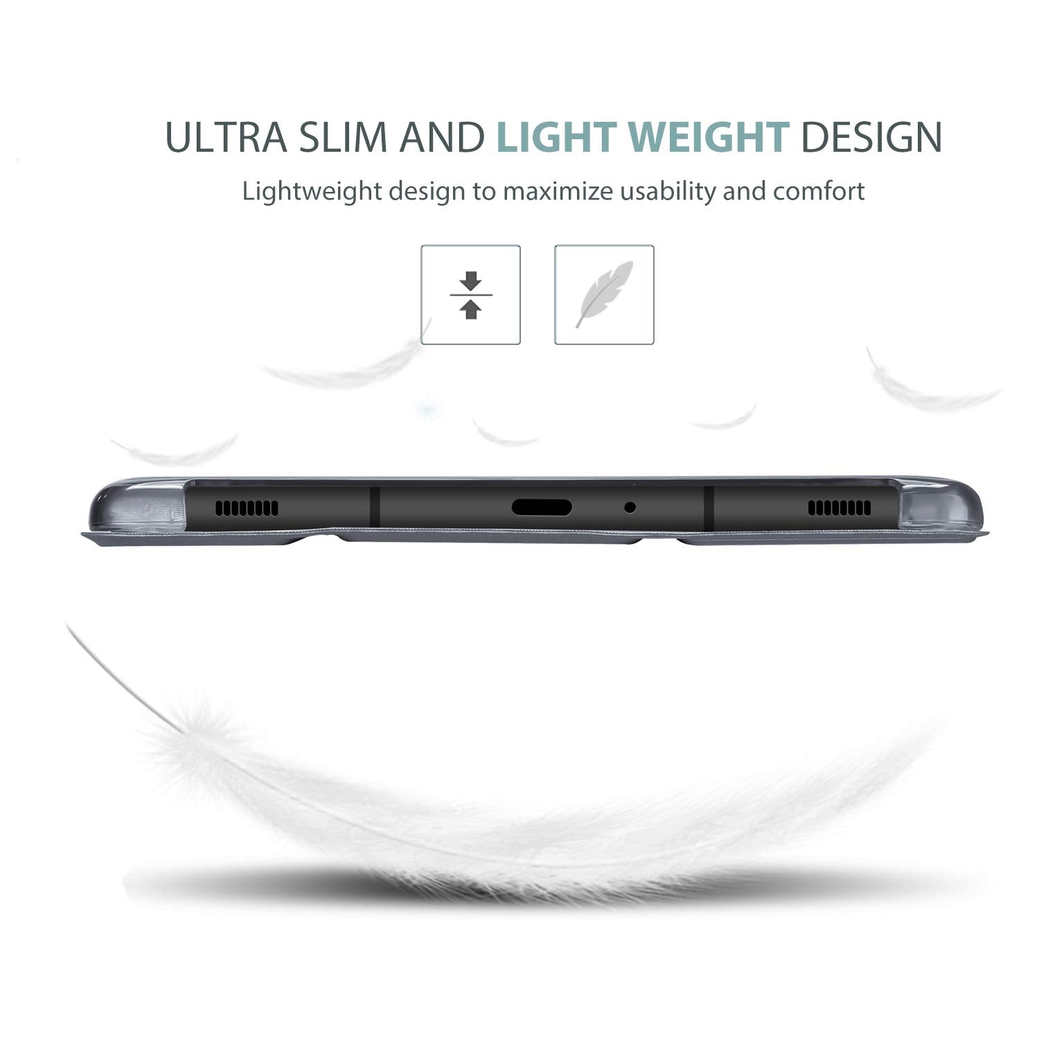 Procase Slim Case For Galaxy Tab A 10.1 2019 Model T510 T515 T517, Lightweight Stand Case Shell Cover For 10.1 Inch Galaxy Tab A Tablet Sm T510 Sm T515 Sm T517 2019 Release  Grey