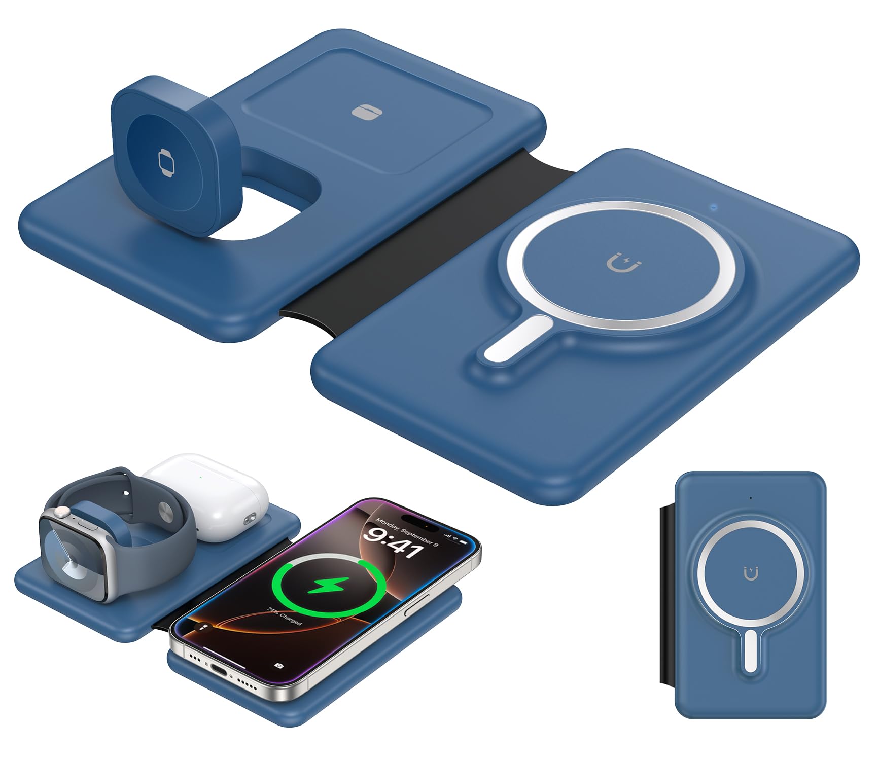 Kmsoioa 3 In 1 Charging Station For Apple,Travel Charger For Multiple Devices For Iphone,Foldable Magnetic Charger For Iphone 16