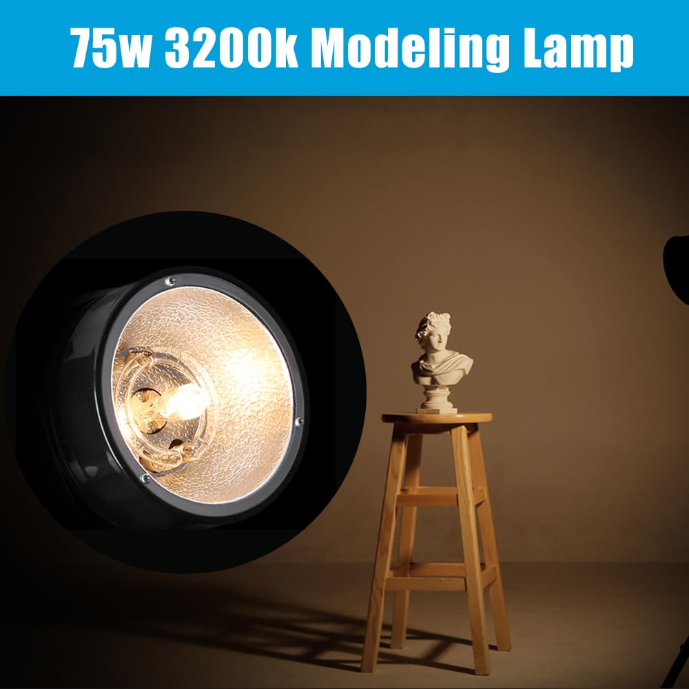 Godox Professional Studio Strobe Lights Kit For Photography, Strobe Softbox Lighting Kit, 2X180W 5600K Monolights With Flash Tri