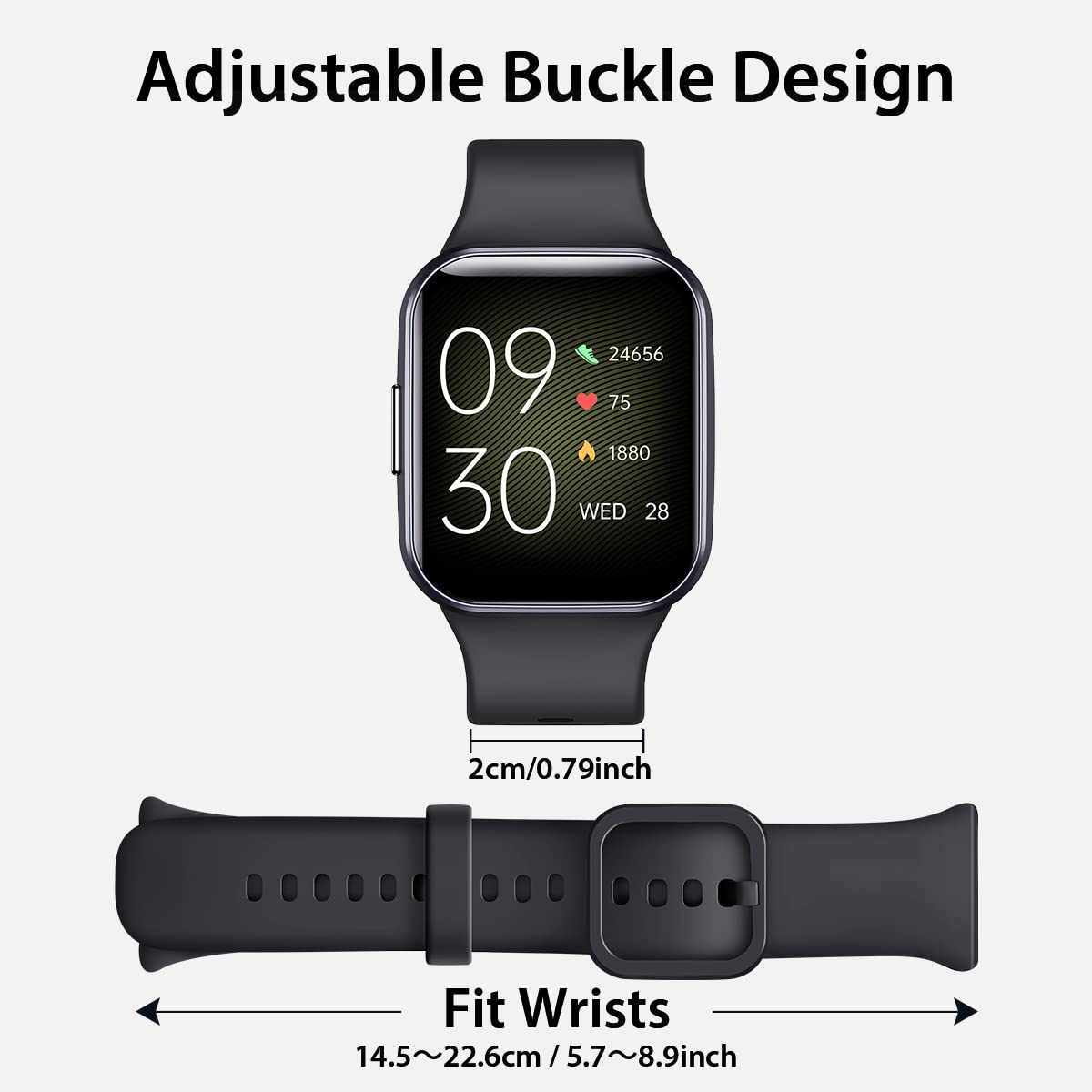 Walkerfit Smart Watch Band Compatible With Molocy Q23 Watch,Jugeman 1.69Inch Q23 Smartwatches Q23 Sport Bands 42Mm, Soft Silicon