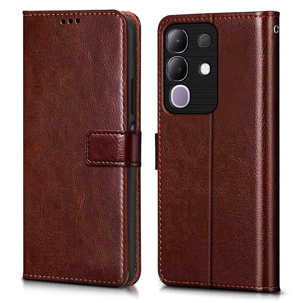 Wow Imagine Shock Proof Flip Cover Back Case Cover For Vivo T4X 5G | Iqoo Z10X 5G | Vivo Y31 Pro 5G (Flexible | Leather Finish |