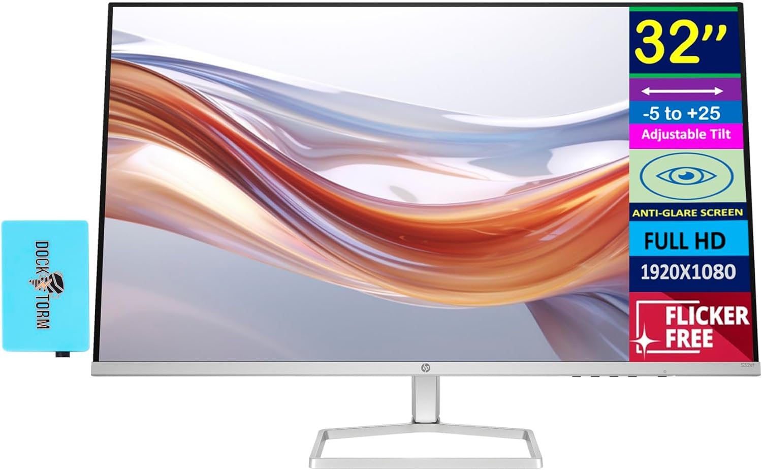 Hp Series 5 532Sf Monitor 94F50Aa#Aba Bundle W/Docztorm Dock, 32'' Fhd Va (1920X1080) Display, 100Hz Refresh Rate, Anti-Glare, F