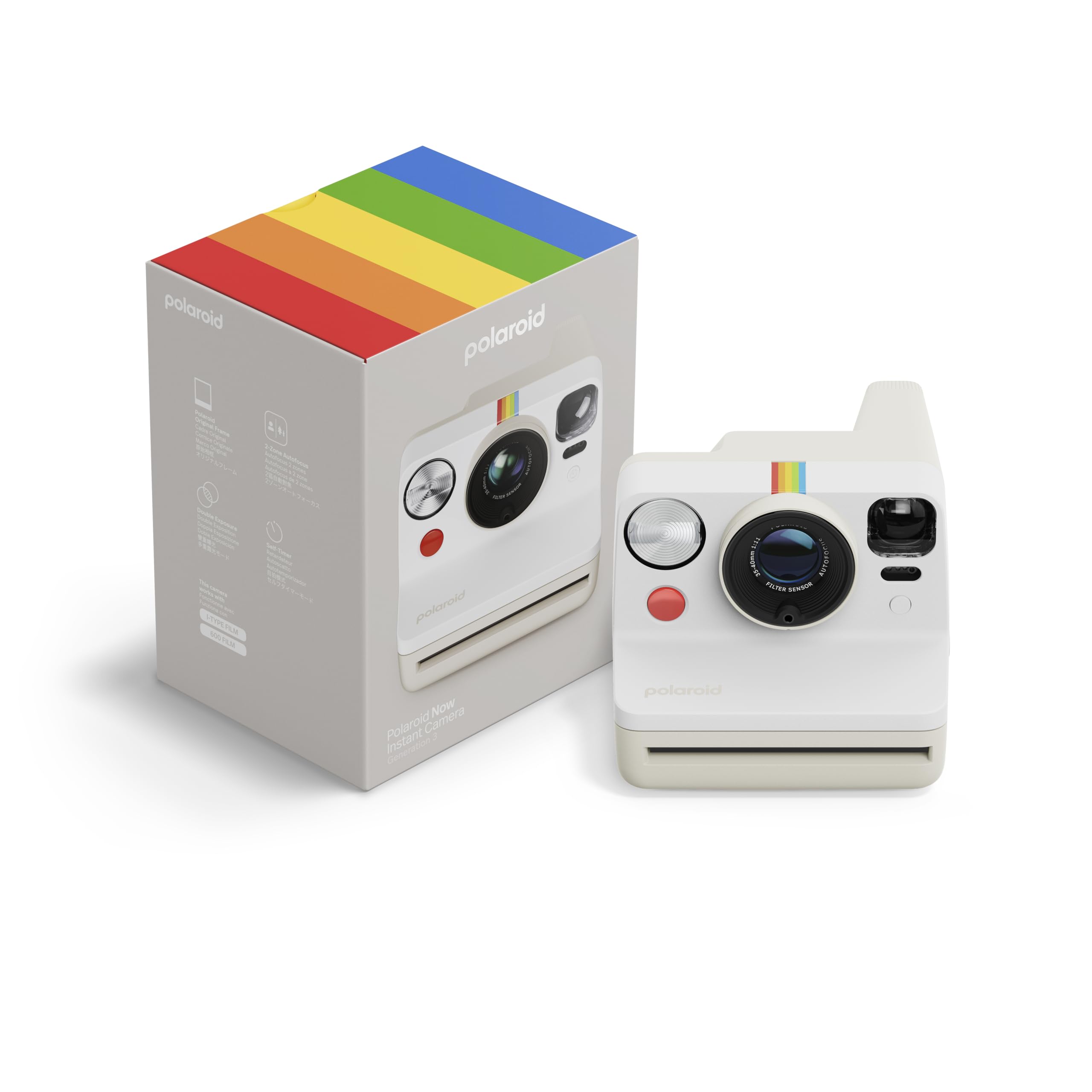 Polaroid Now 3rd Generation I-Type Instant Film Camera - Pebble White - Camera Only No Film (9155)