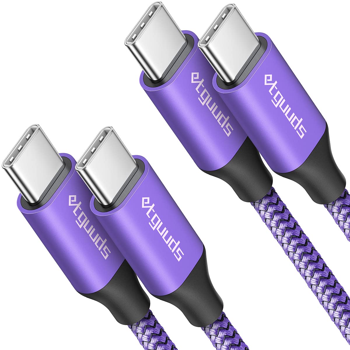 Etguuds Purple Usb C To Usb C Cable 3Ft, 2 Pack 60W Usbc To Usbc Cord, Type C To C Charger Cable Fast Charging For Iphone 16 15 Pro Max Plus, For Samsung Galaxy S24 S23 S22, For Macbook/Ipad, Pixel