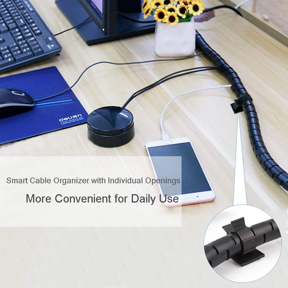 Viwieu Black Computer Cable Management Sleeves Value Pack, Large 1.1'' Pet Proof Cable Cover For Wires And 0.87'' Cord Organizer